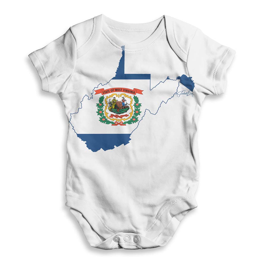 TWISTED ENVY Baby Boy Clothes - USA States & Flags West Virginia Outfit - Cute Patriotic Infant Bodysuit for Photo Shoots & 4th of July Celebrations