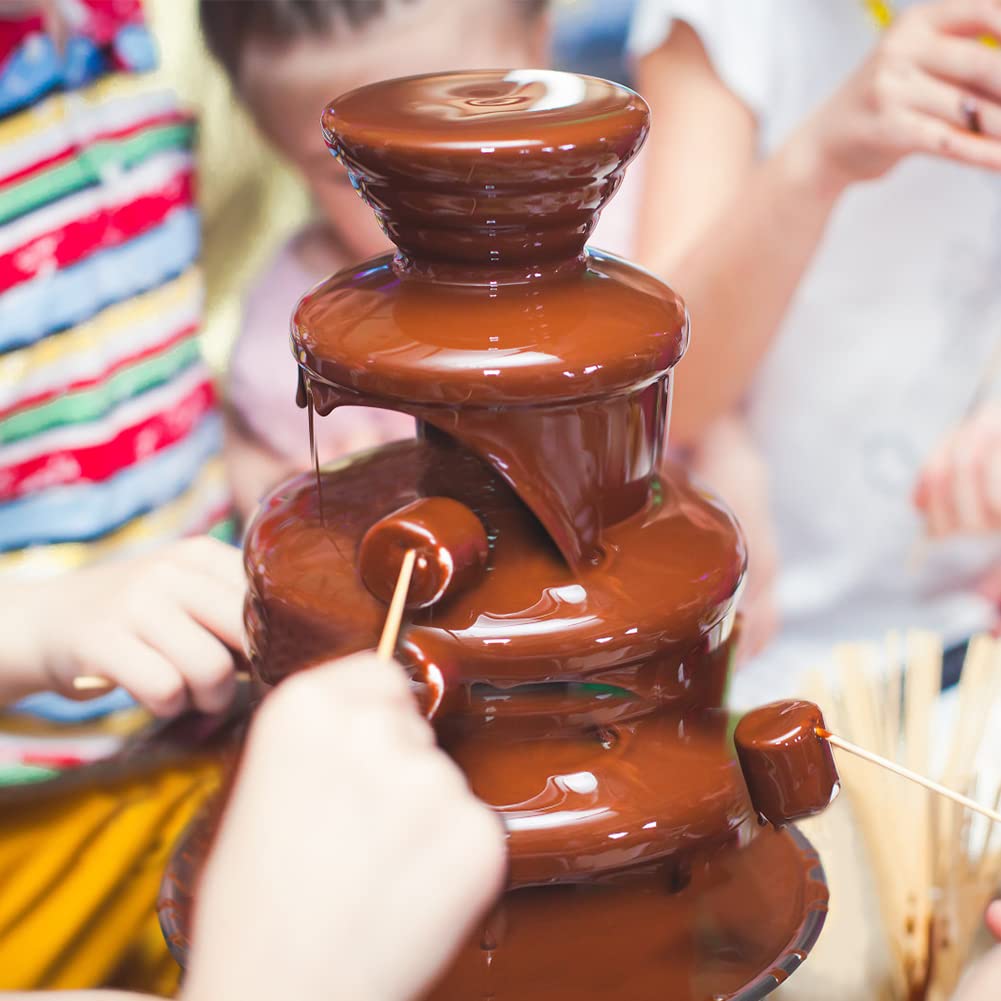 4-Tier Electric Chocolate Fondue Fountain - Stainless Steel Melting & Warming Machine for Chocolate, Candy, Butter & Cheese - Perfect for Parties, Weddings & Family Gatherings