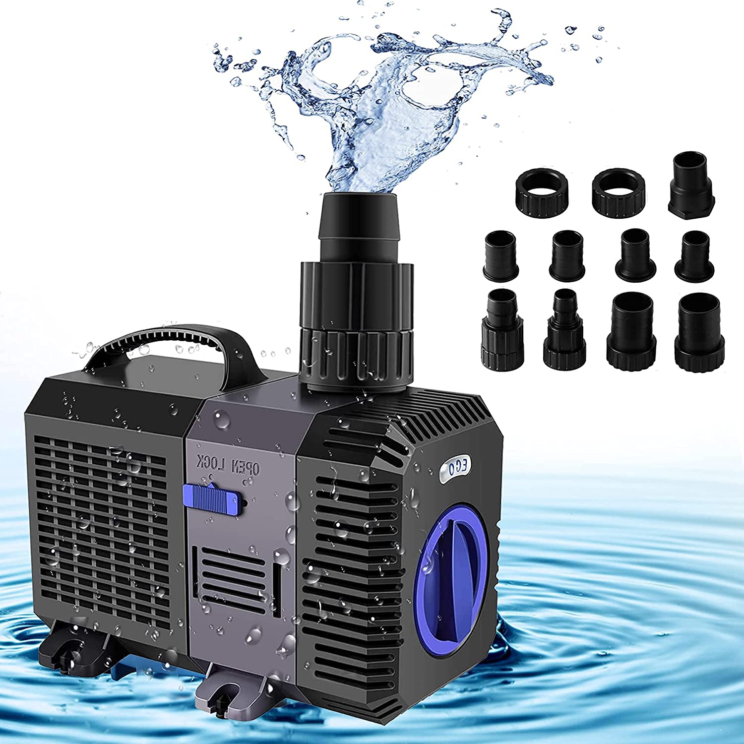 YAOBLUESEA Eco-Friendly Submersible Water Pump 4500L/H 30W - High Flow for Aquariums, Ponds, Fountains & Hydroponics