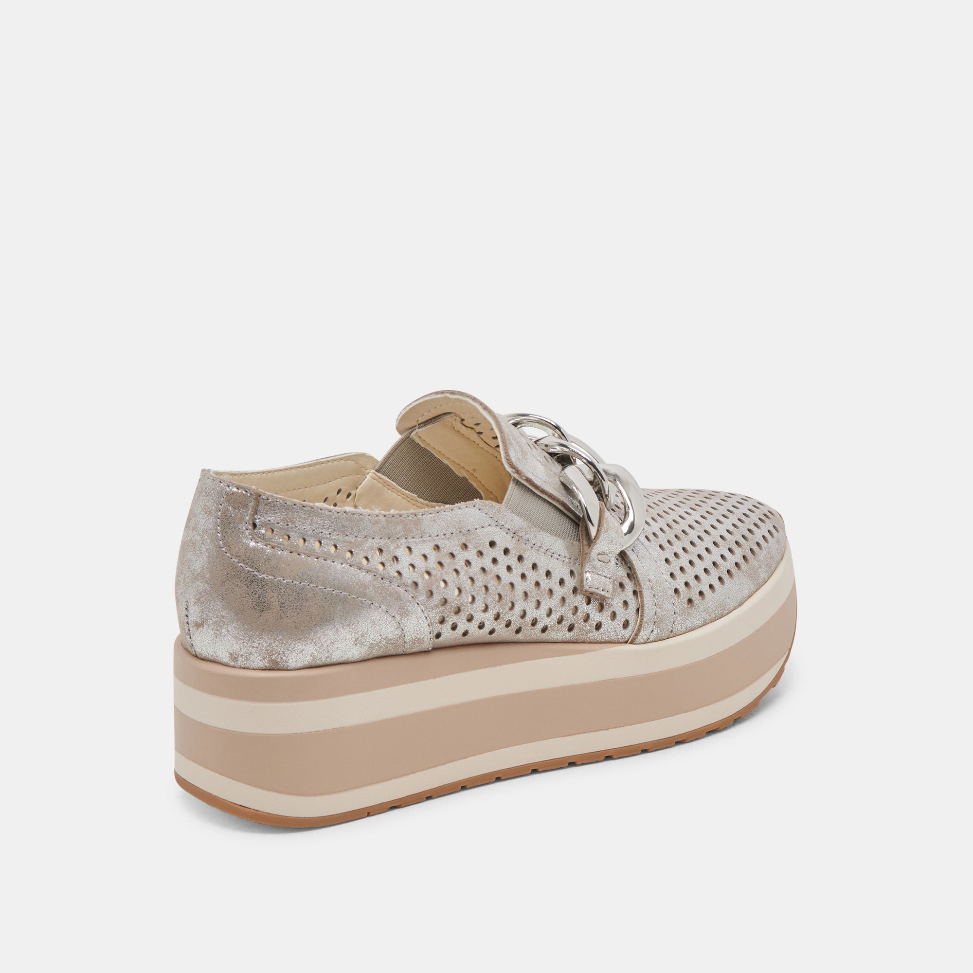 JHENEE Silver Nubuck Perforated Sneakers - Breathable Lightweight Women's Casual Shoes for Walking, Running & Everyday Wear