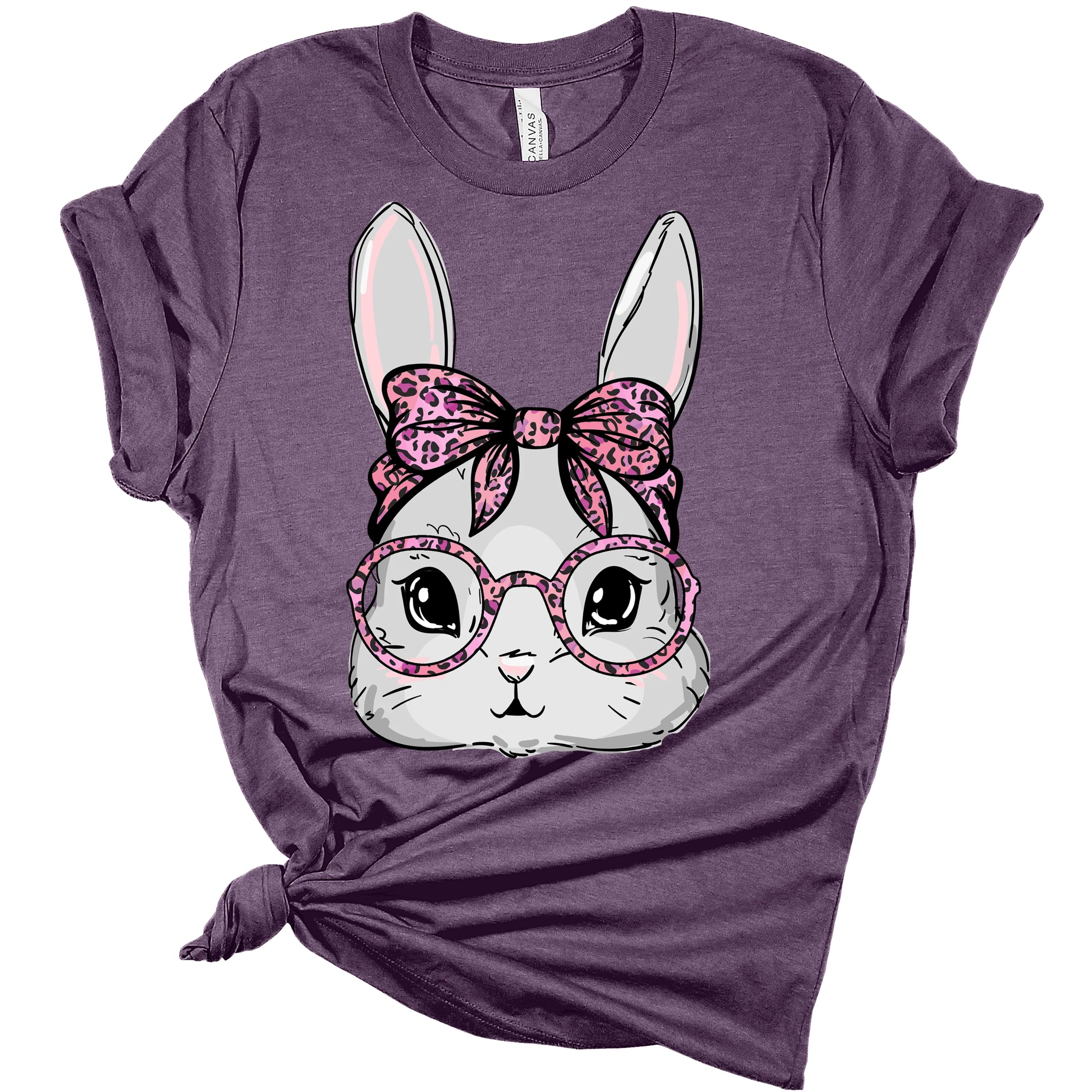 Women's Easter Bunny Face T-Shirt - Cute Funny Rabbit Graphic Tee for Easter Outfits & Spring Fashion