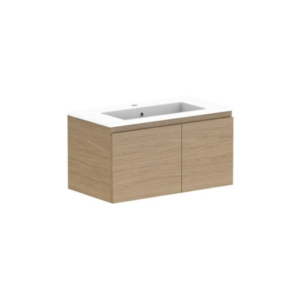 ADP Glacier Lite Ensuite Door and Drawer Slim Vanity with Cast Marble Top - Modern Bathroom Vanity for Small Spaces, Perfect for Apartments and Powder Rooms