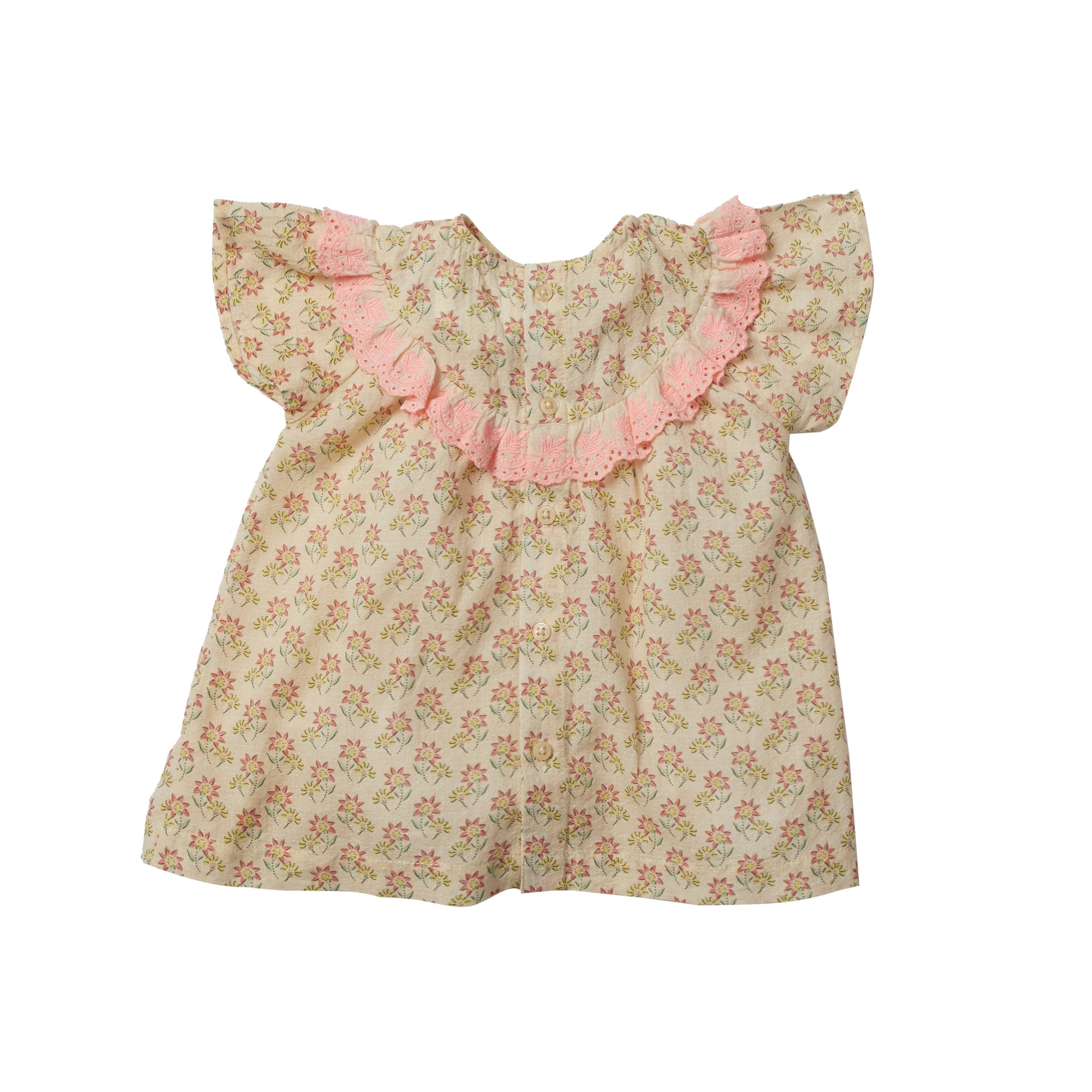 Bonheur du Jour Paris Baby & Girl Blouse Nude - Elegant French Style Blouse for Toddler Girls - Perfect for Birthday Parties, Photo Shoots & Special Occasions
