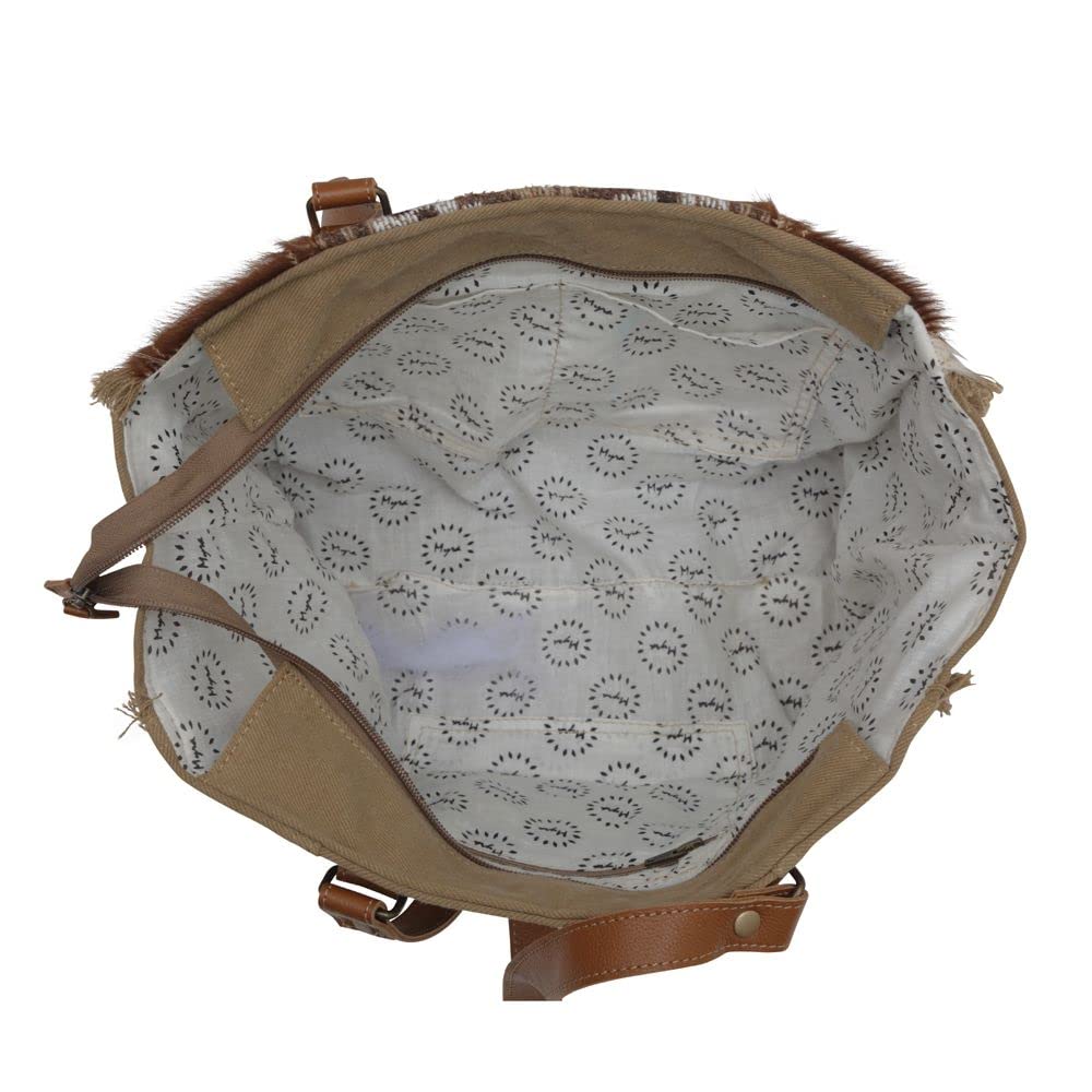 Myra Bag Western Style Canvas Tote Bag for Women - Cotton & Upcycled Leather Shoulder Weekender Bag - Perfect for Travel, Shopping & Daily Use