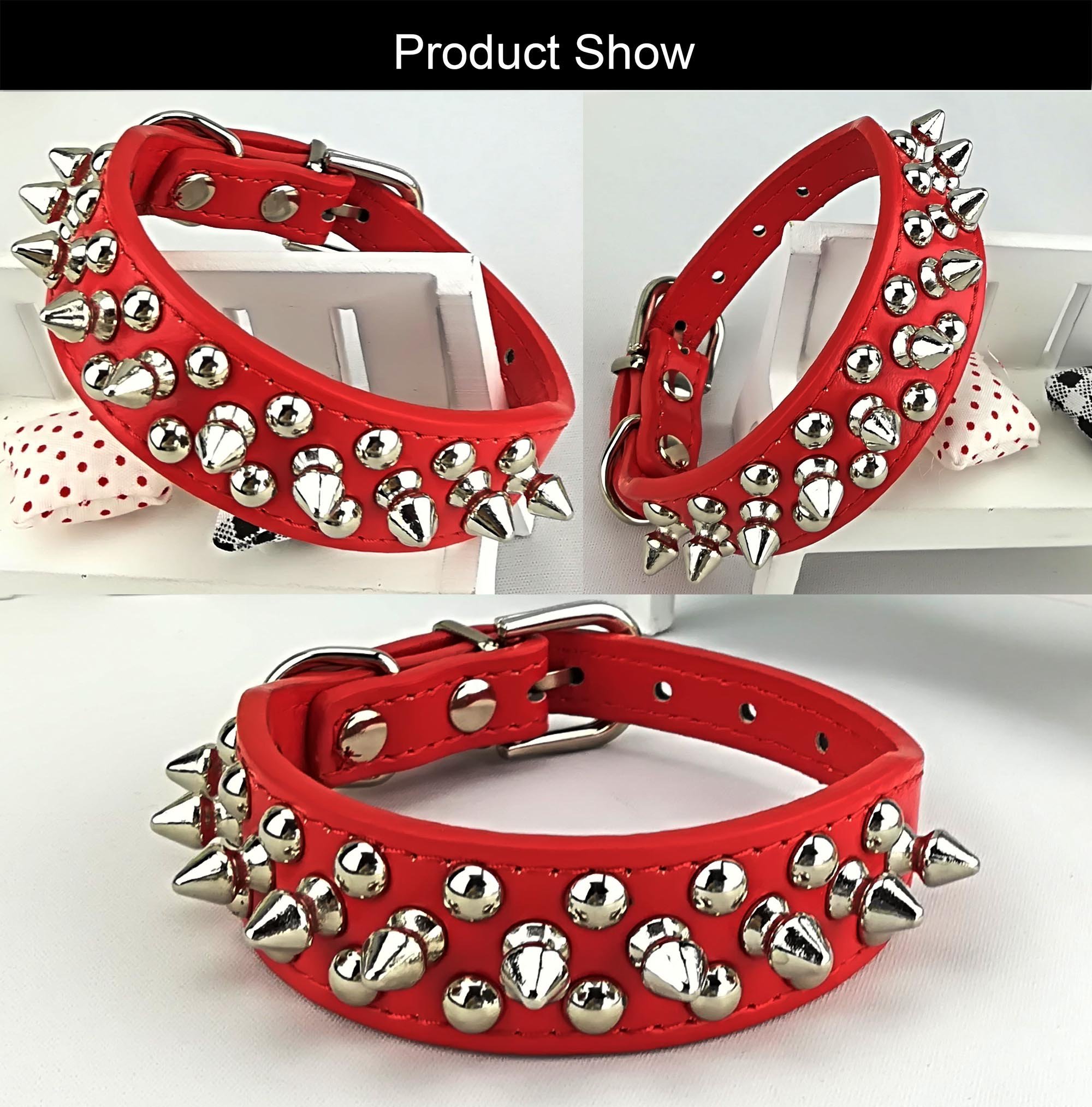 Stylish Punk Studded Dog Collar and Leash Set - Heavy Duty Adjustable Pet Collar with Matching Leash for Small Medium Large Dogs - Perfect for Walking, Training & Fashion Accessories