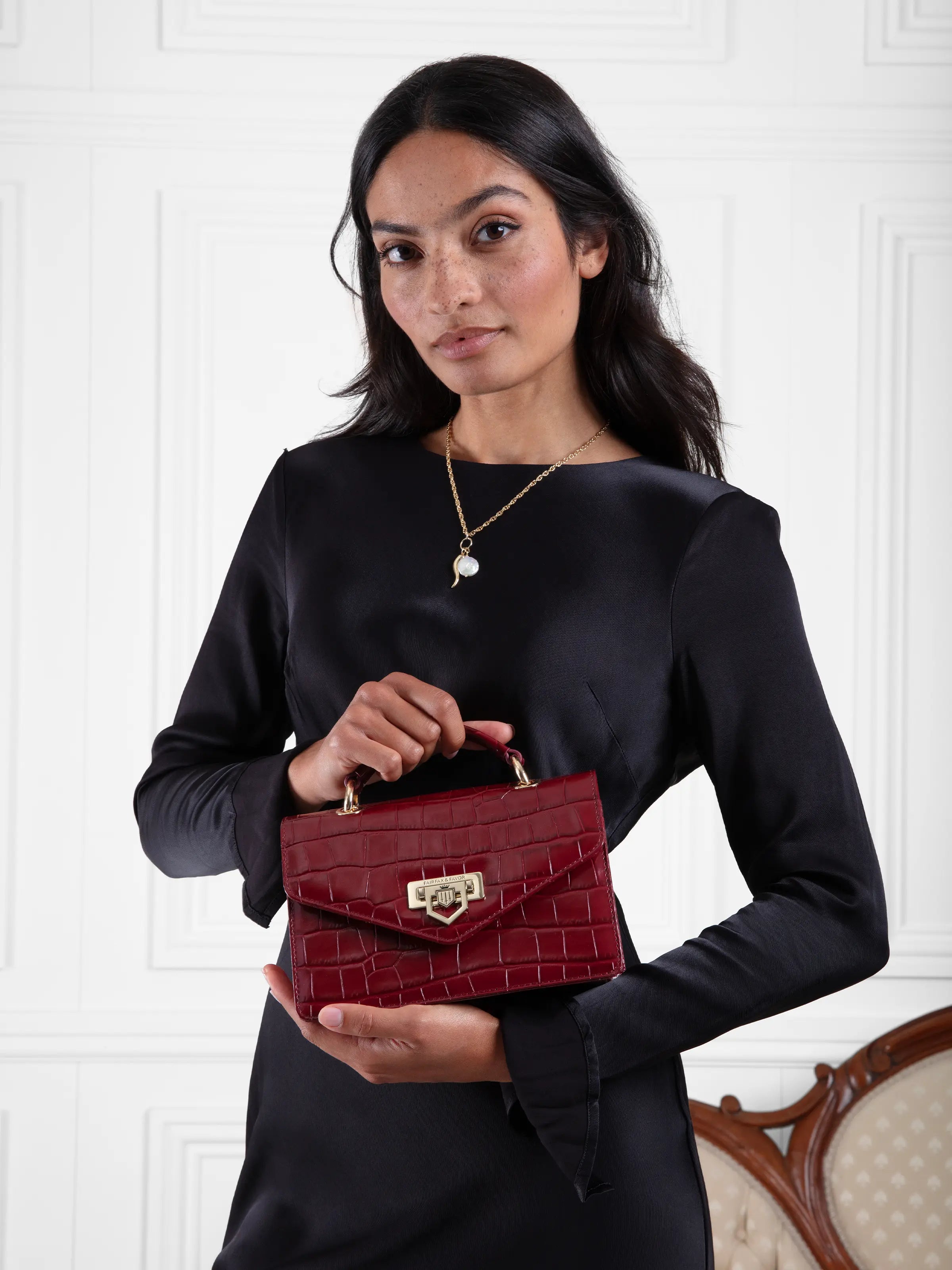 Loxley Mini Crossbody Bag for Women - Genuine Ruby Croc Leather Purse | Perfect for Everyday Use, Travel & Date Night
