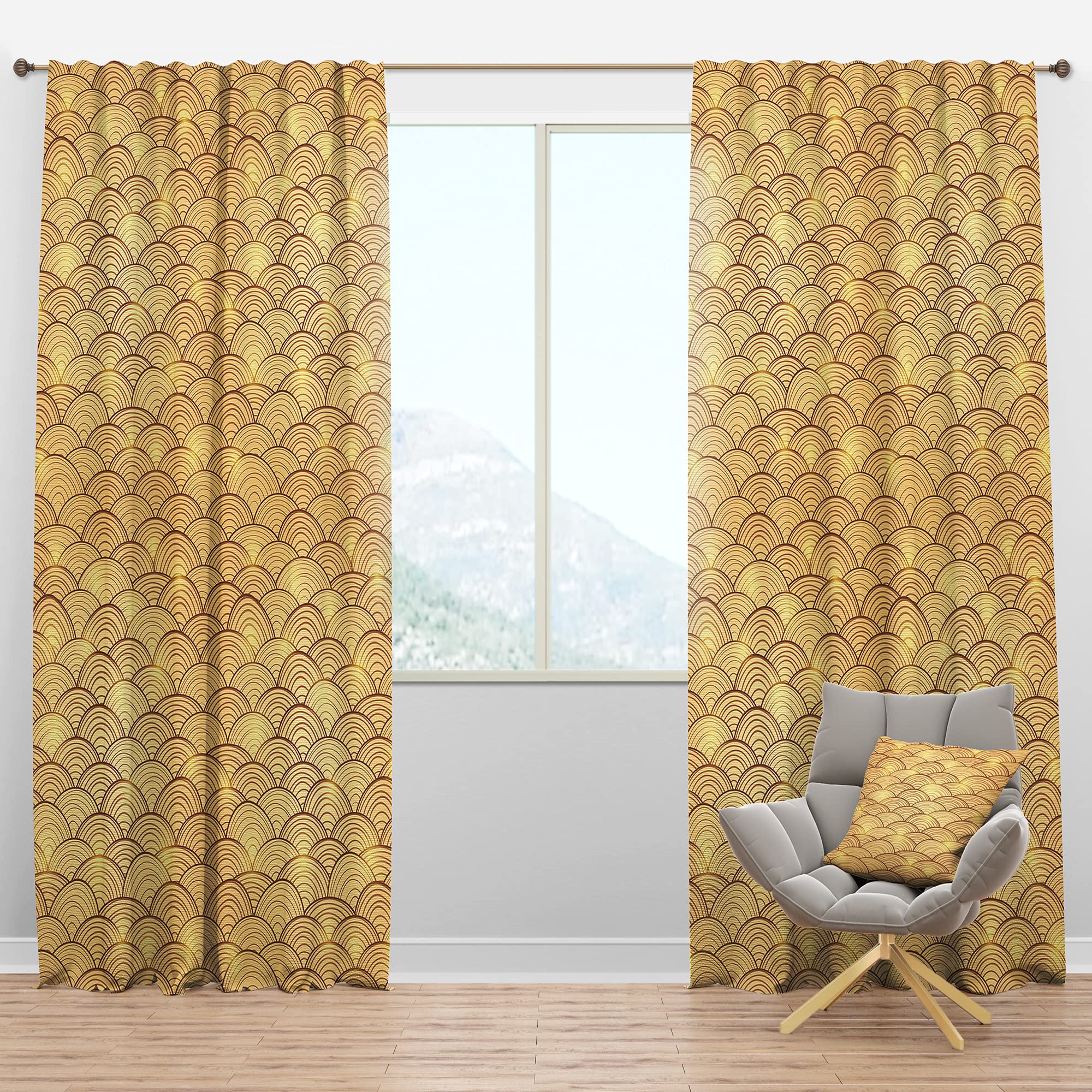 DesignQ Blackout Curtains 'Golden Clouds in The Sky' - Thermal Insulated Room Darkening Drapes for Bedroom & Living Room - Single Panel (52x63 inches) - Perfect for Home Theater, Nursery & Light Sleepers