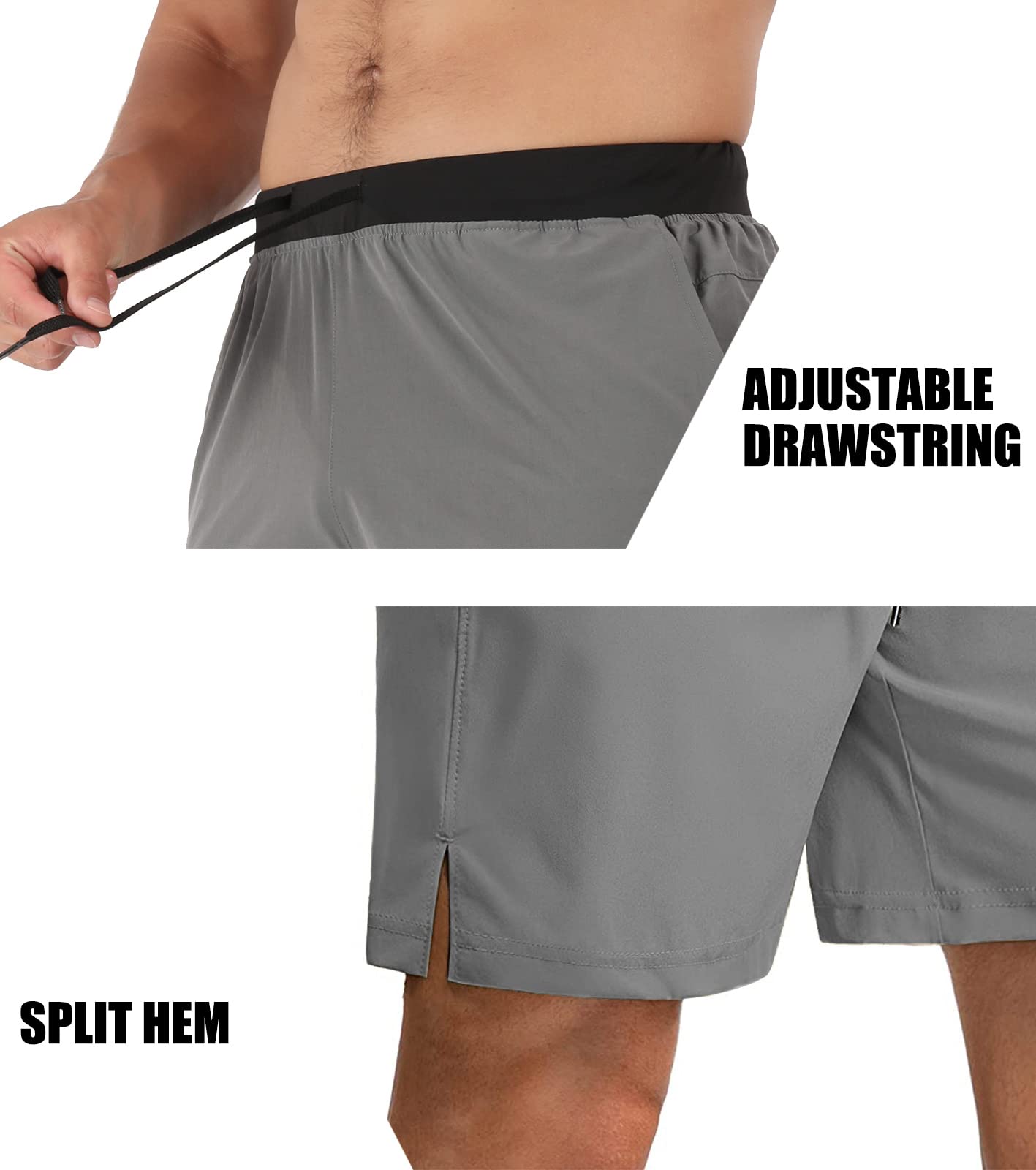 Comilaka Men's 7 Inch Running Shorts - Lightweight Quick Dry Gym Shorts with Zipper Pockets for Workout, Jogging & Training - Perfect for Sports, Fitness & Outdoor Activities