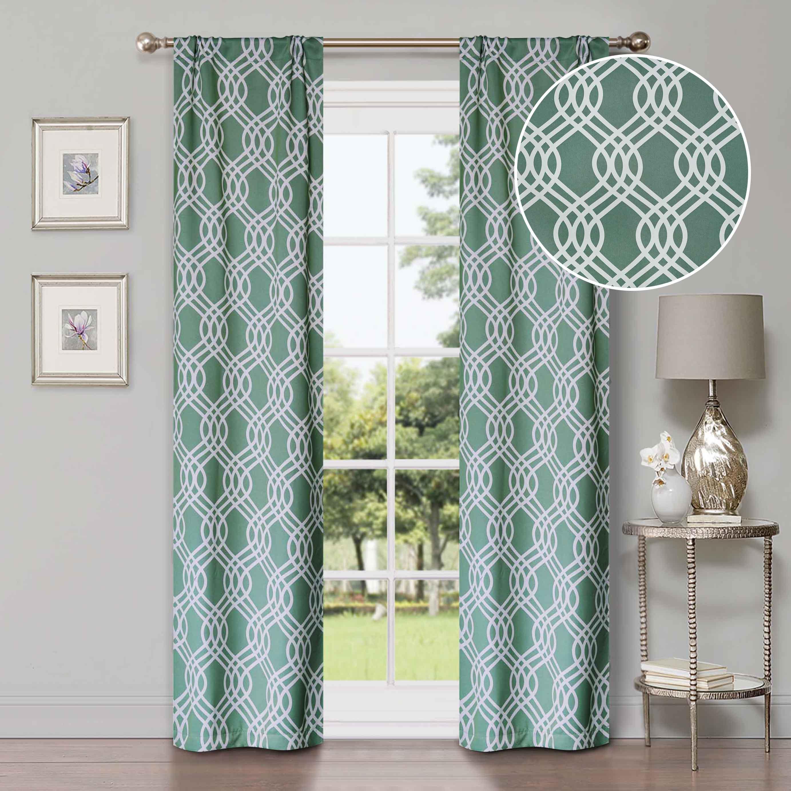 Blackout Curtains for Bedroom - Washable Room Darkening Ribbon Trellis Curtain Panel Set - Perfect for Nursery, Home Theater & Light Sleepers