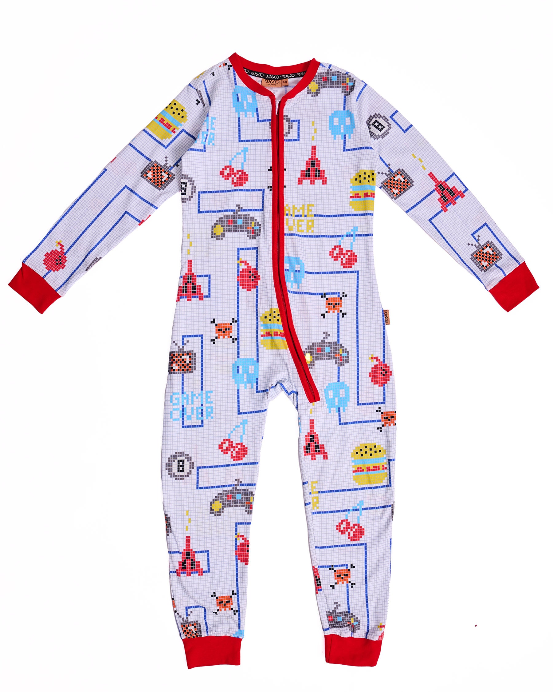 Gamer White Organic Cotton Pajama Onesie for Adults - Cozy Sleepwear & Lounge Wear for Gaming, Relaxing at Home