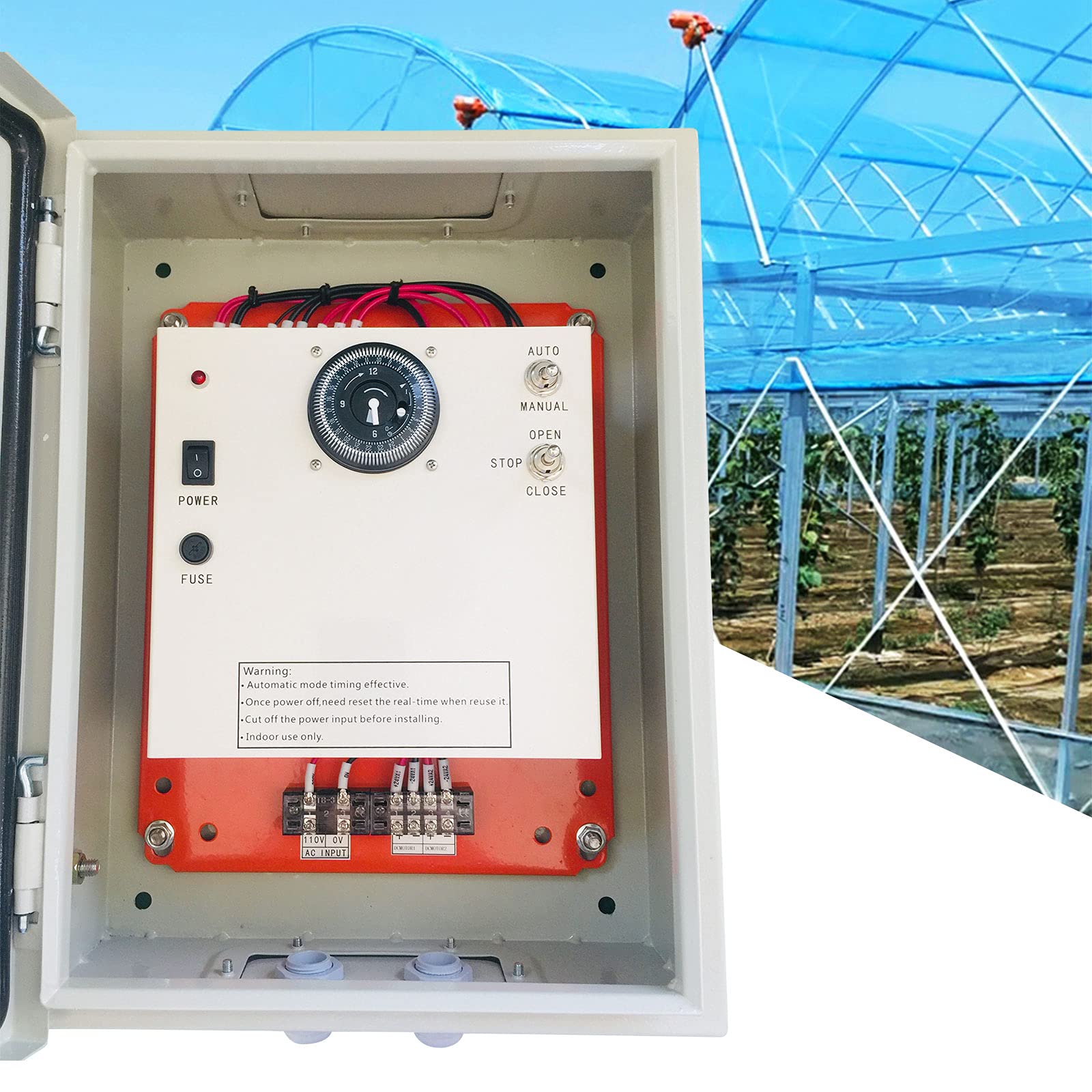 AKaSping Automatic Greenhouse Roll Up Motor Timer Controller AC110V-DC24V for Greenhouse Ventilation - Perfect for Hydroponic Systems, Plant Nurseries & Commercial Greenhouses