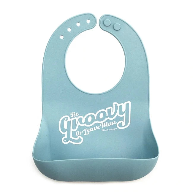 Bella Tunno Silicone Wonder Bib - Be Groovy - Durable & Stylish Baby Bib for Mess-Free Feeding - Perfect for Infants & Toddlers at Home or On-the-Go