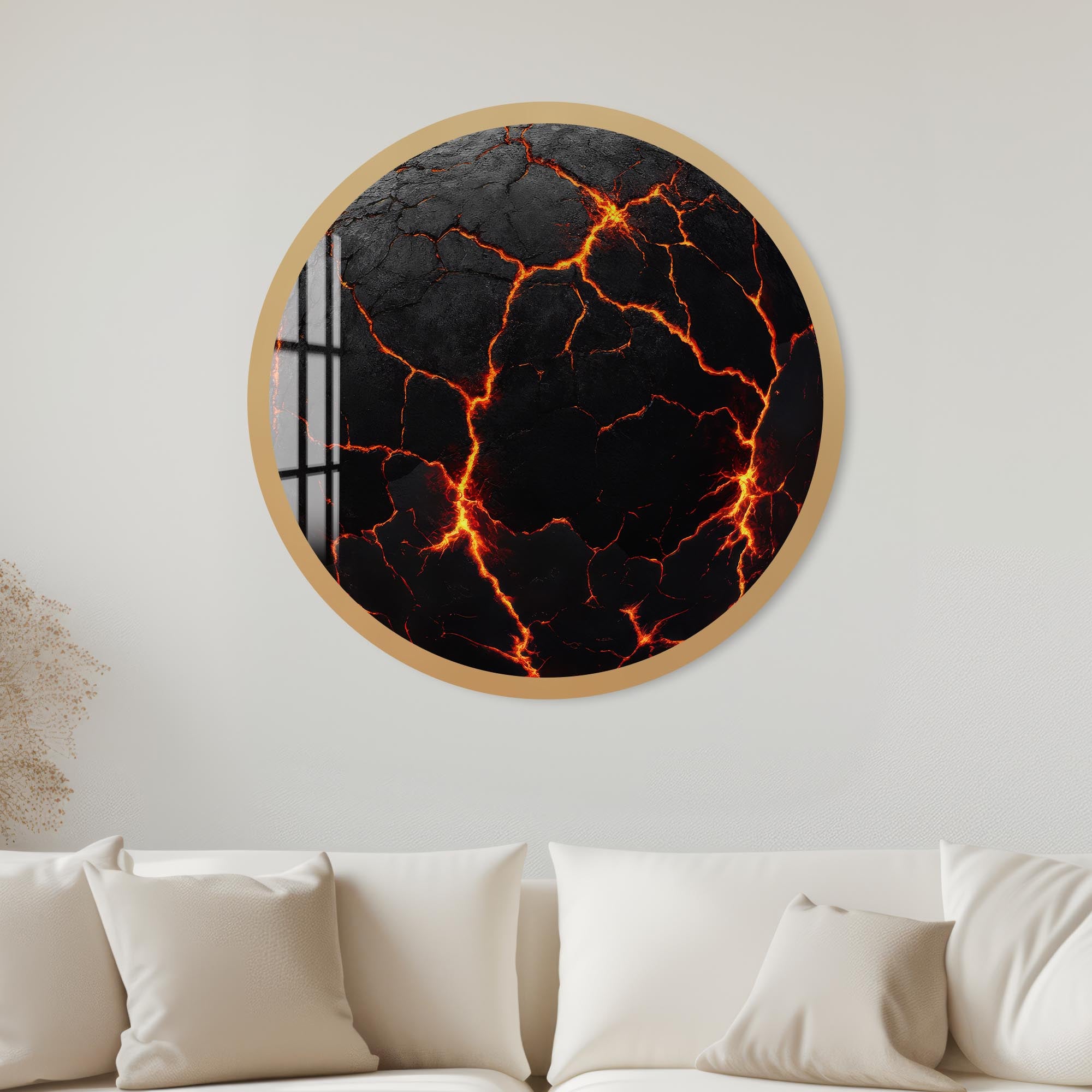 Lava Rounded Glass Wall Art - Modern Abstract Home Decor for Living Room, Bedroom & Office - Shatterproof & UV Resistant - Perfect for Gifts & Interior Design