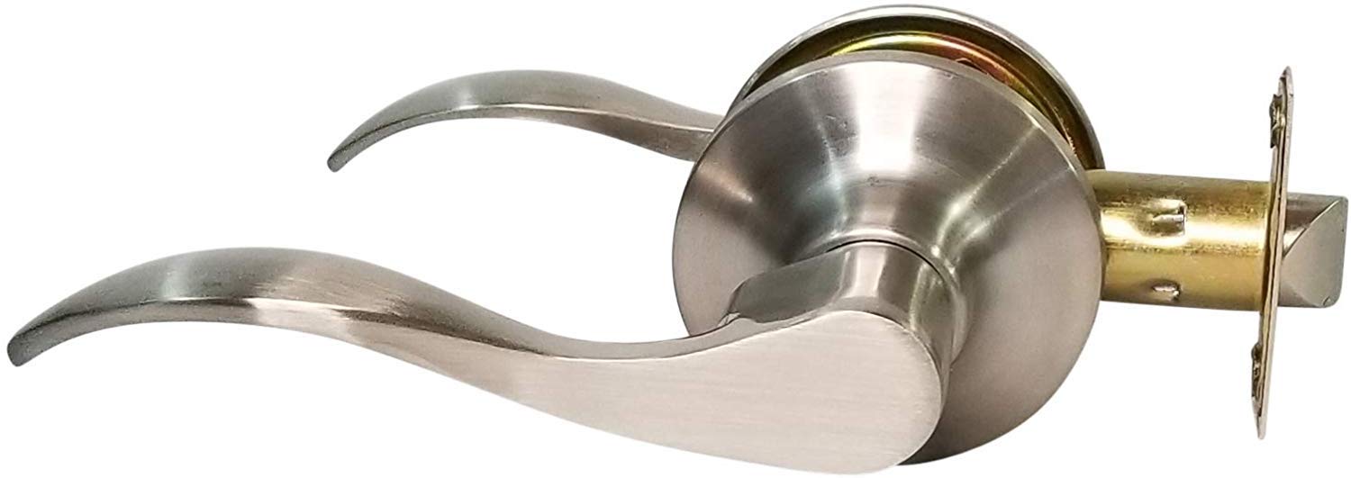 Wave Style Satin Stainless Steel Bedroom Closet Door Lever Handle Lock - Secure Privacy for Kids & Pets - Perfect for Bedrooms, Bathrooms, and Storage Rooms