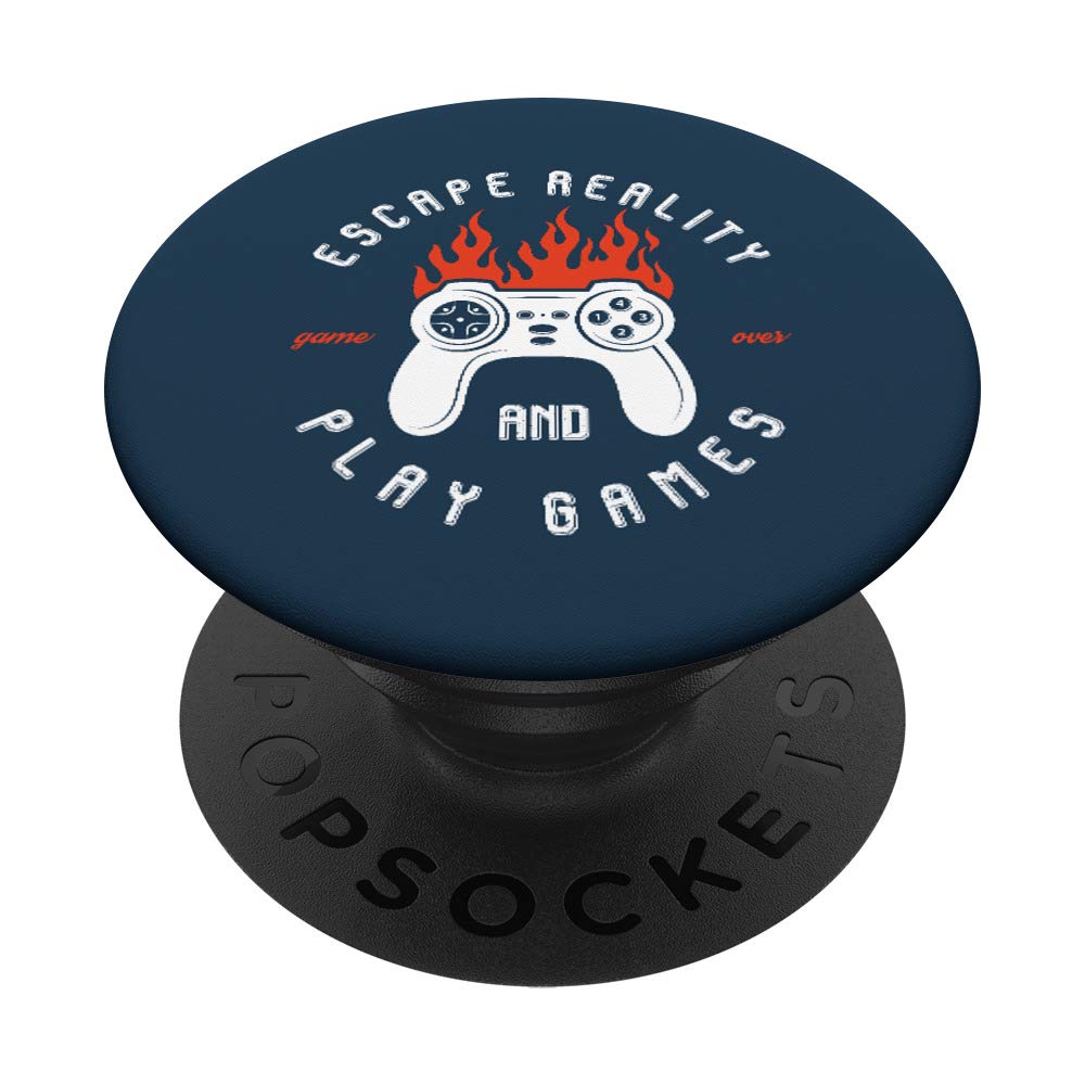 Introvert Geek Video Gamer PopSockets Swappable PopGrip - Escape Reality & Play Games | Perfect for Gaming, Phone Stand & Daily Use