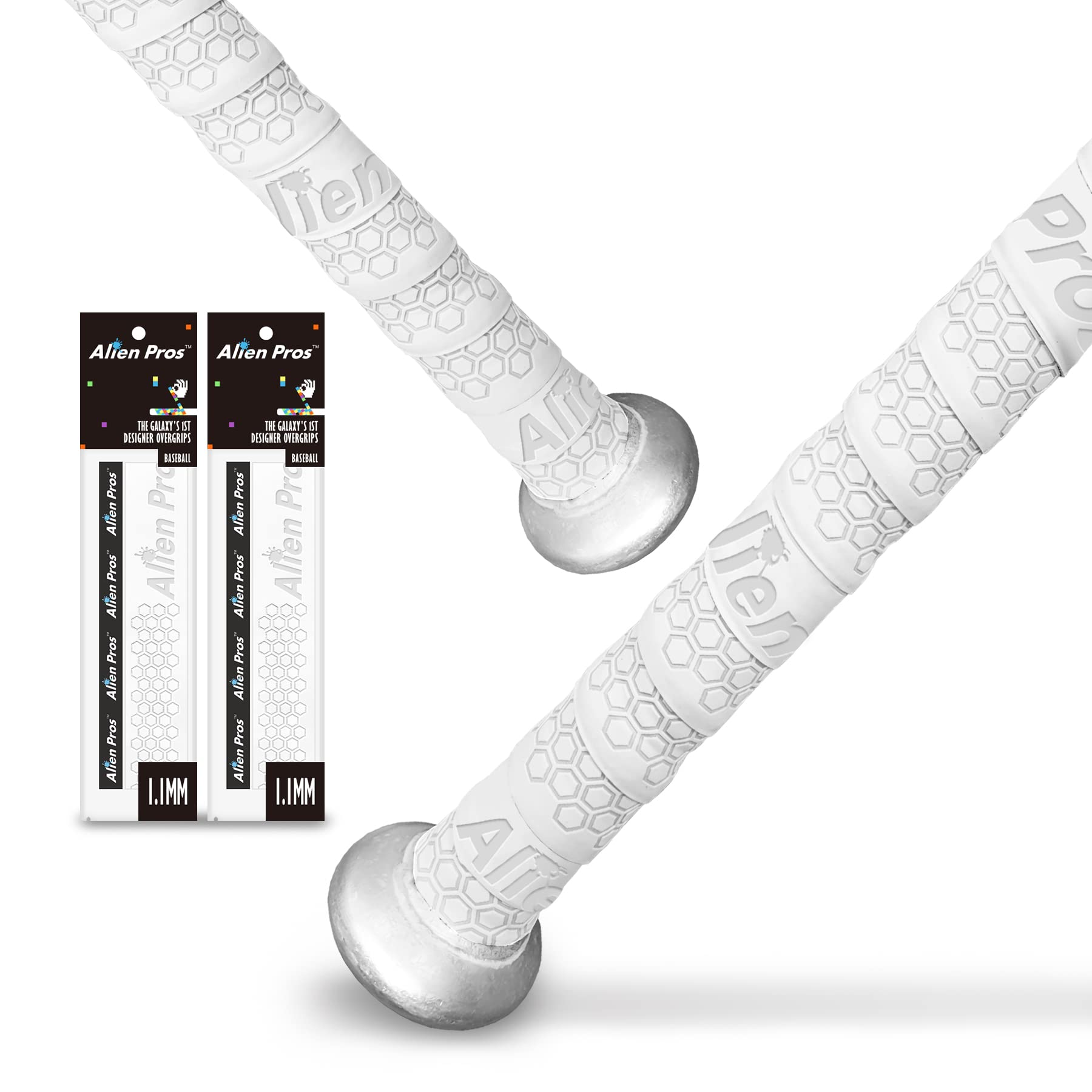ALIEN PROS Baseball Bat Grip Tape - 1.1mm Precut Pro Feel Batting Tape (2 or 4 Grips) - Replacement for Old Baseball Bat Handle - Improve Swing Control for Home Runs - Perfect for Little League, High School & Adult Baseball Players