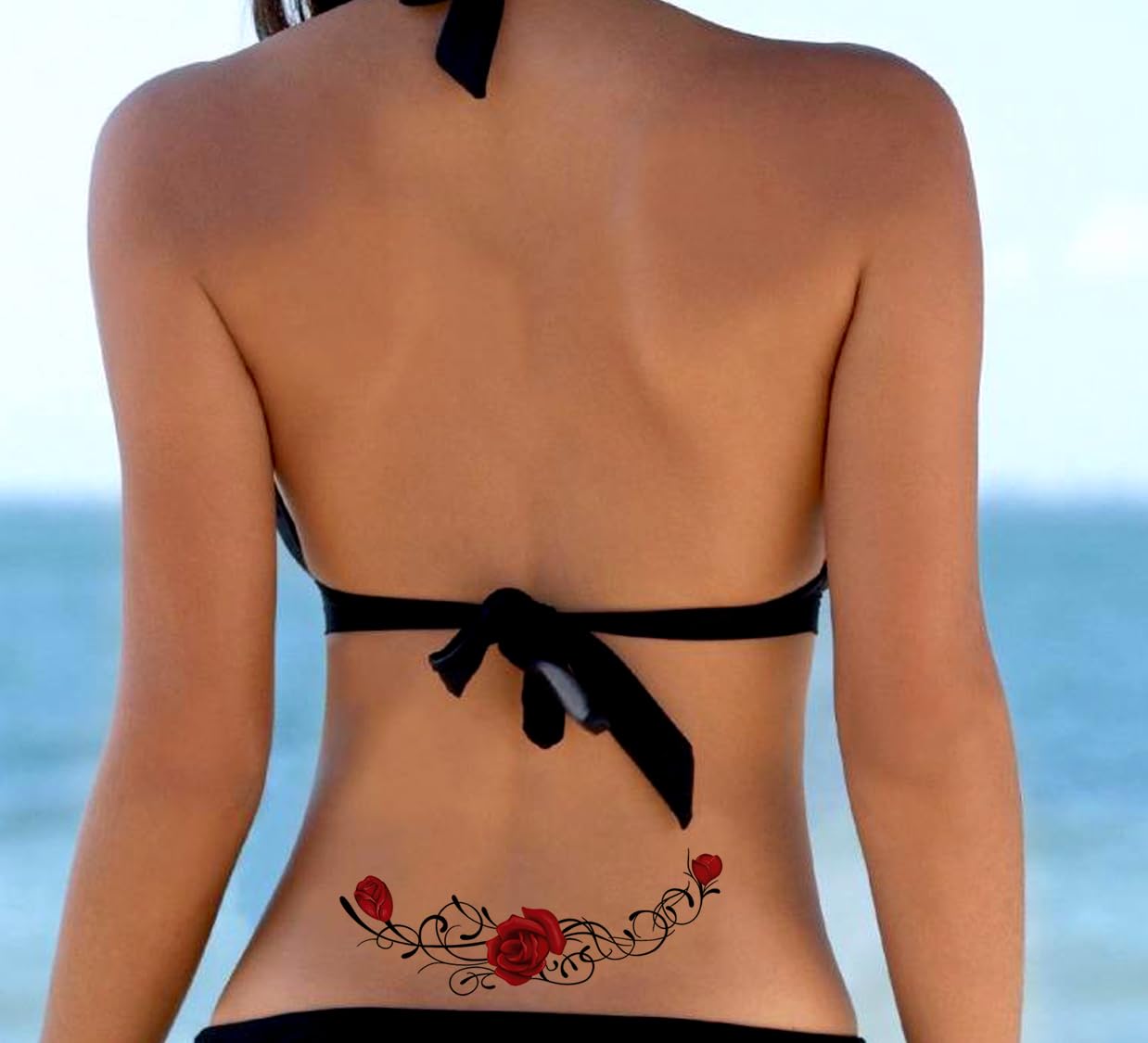 Waterproof Temporary Tattoo Stickers for Men & Women - 3D Realistic Flowers, Butterflies, Stars, Angels, Wolves & Armband Designs (17x9.5cm) | Perfect for Parties, Halloween, Cosplay & Body Art | KTH-63
