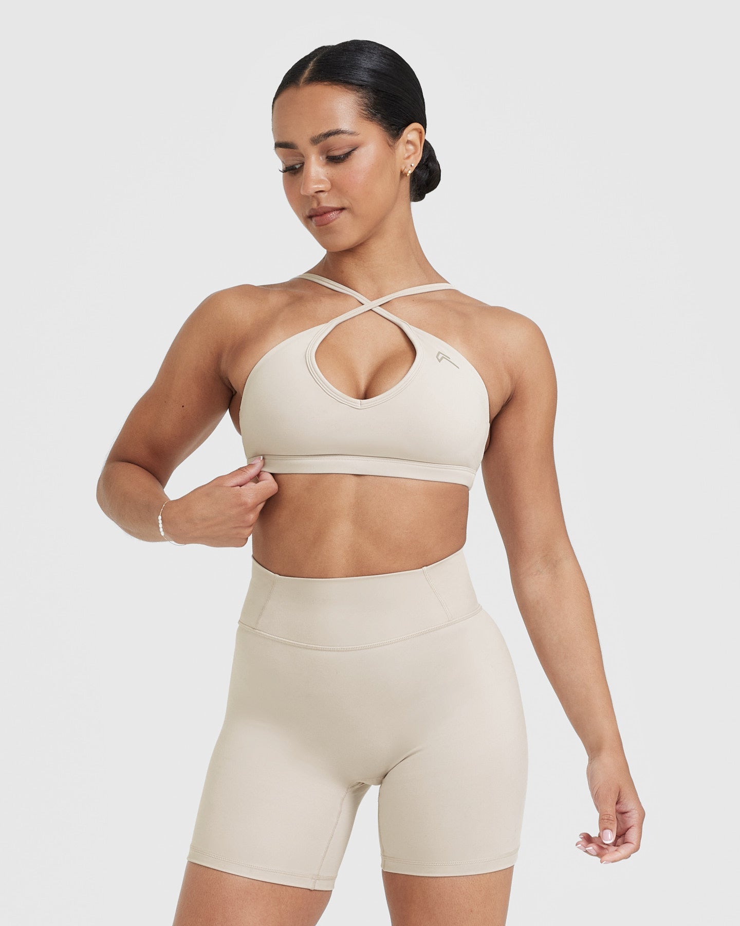 Timeless Strappy Bralette in Sand - Comfortable Wireless Lace Bralette for Women | Perfect for Everyday Wear, Yoga, and Layering Under Sheer Tops