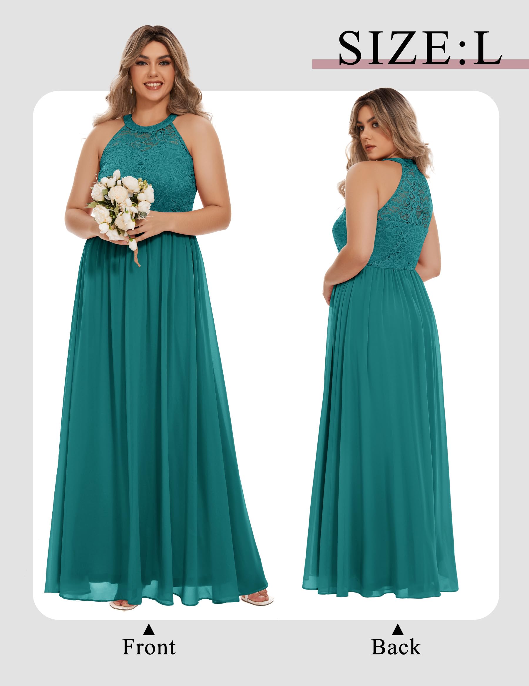 Wedtrend Women's Formal Prom Dress - Elegant Halter Neck Long Gown with Floral Lace for Bridesmaid, Evening Party, Wedding Guest & Special Occasions