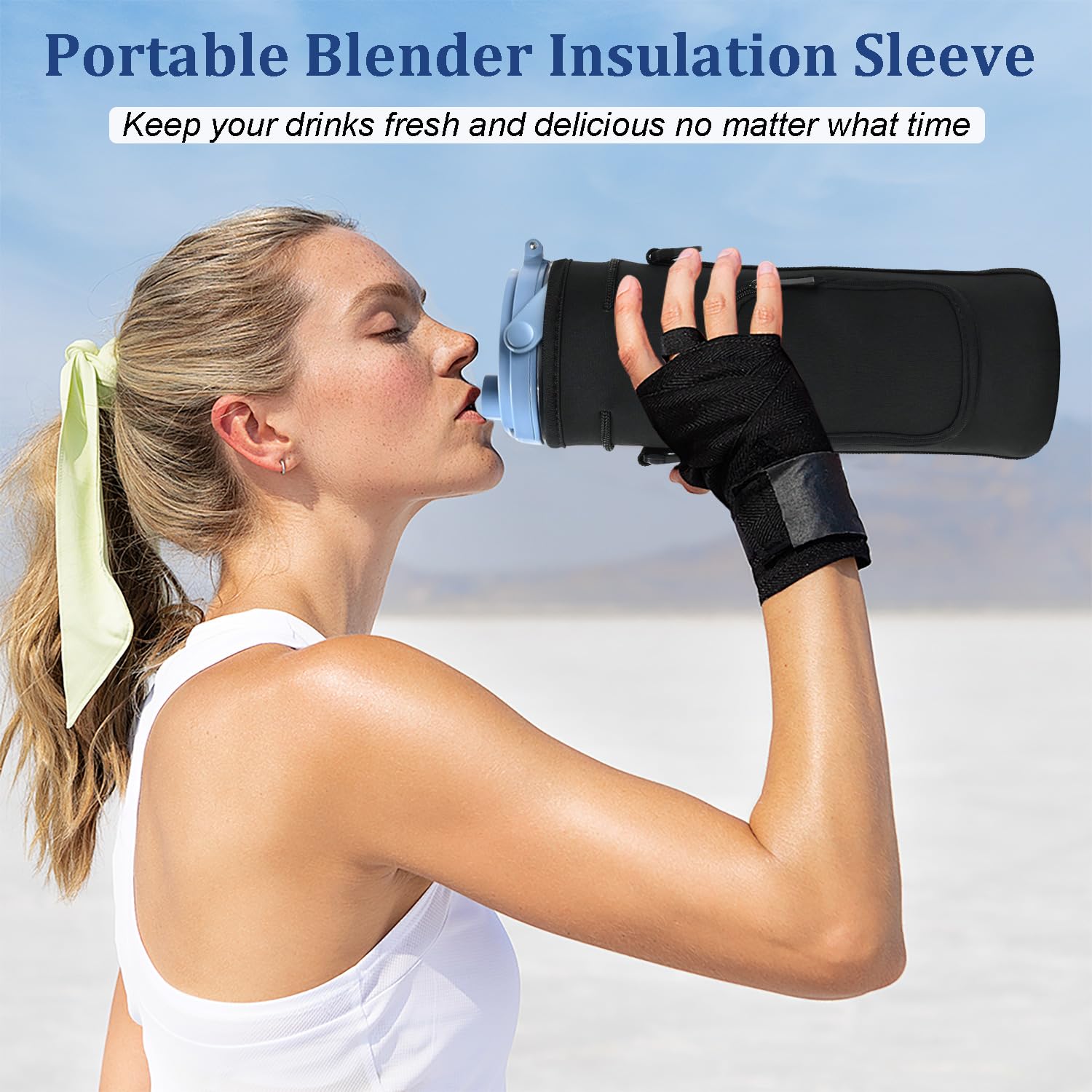 Premium Storage Sleeve Bag for Ninja Blast Portable Blender - Compatible with BC151NV/BC51NV/BC151BK/BC151CR/BC151EM/BC151PR/BC151WH Models - Shoulder Strap & Accessory Pocket Included - Perfect for Travel, Gym & Outdoor Blending (Black)