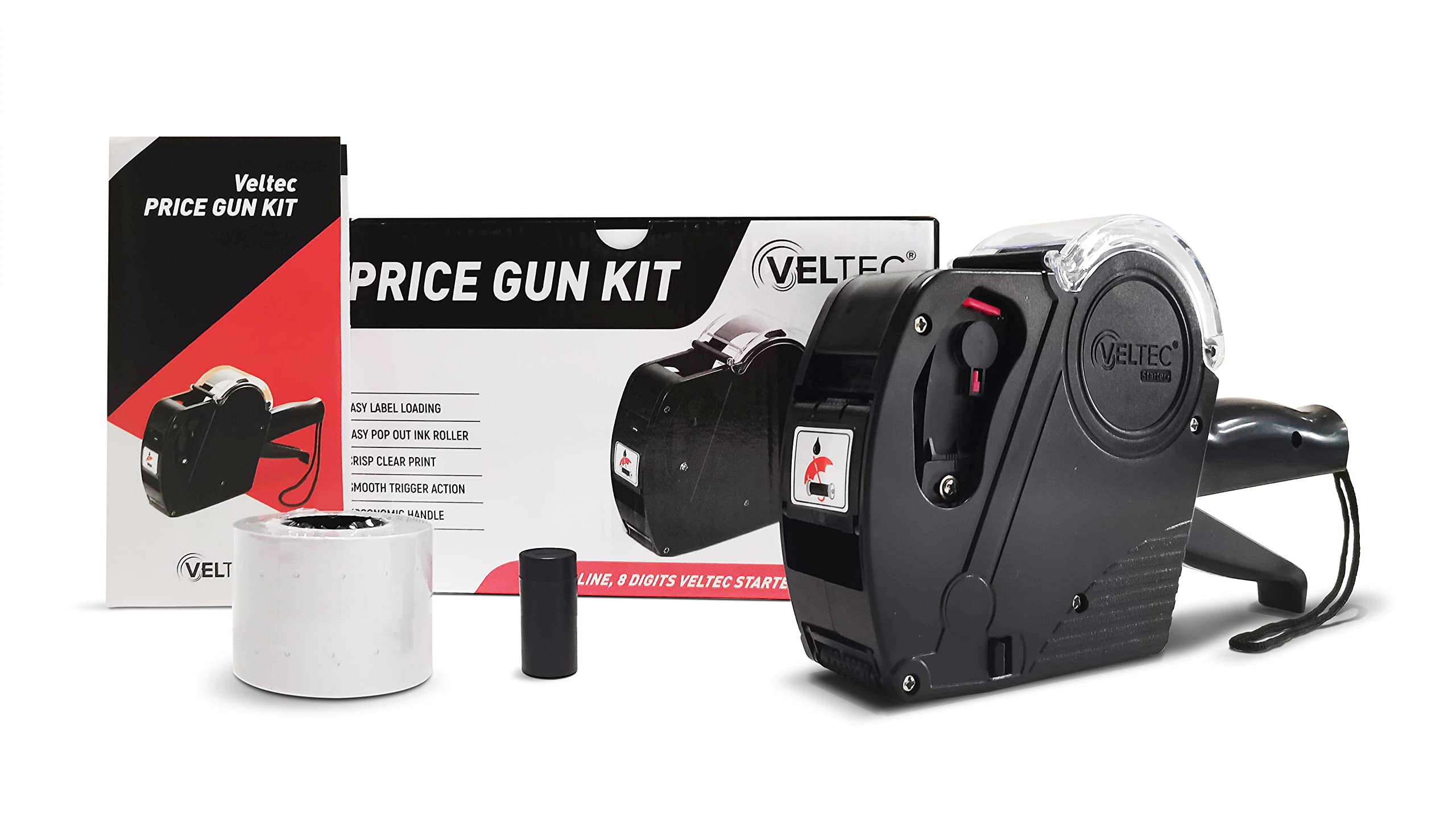 Price Gun Starter 1-Line 8-Digit Labeling Tool with 2000 White Labels, Inker & Preloaded Starter Labels - Perfect for Retail Pricing, Warehouse Inventory & Garage Sale Organization