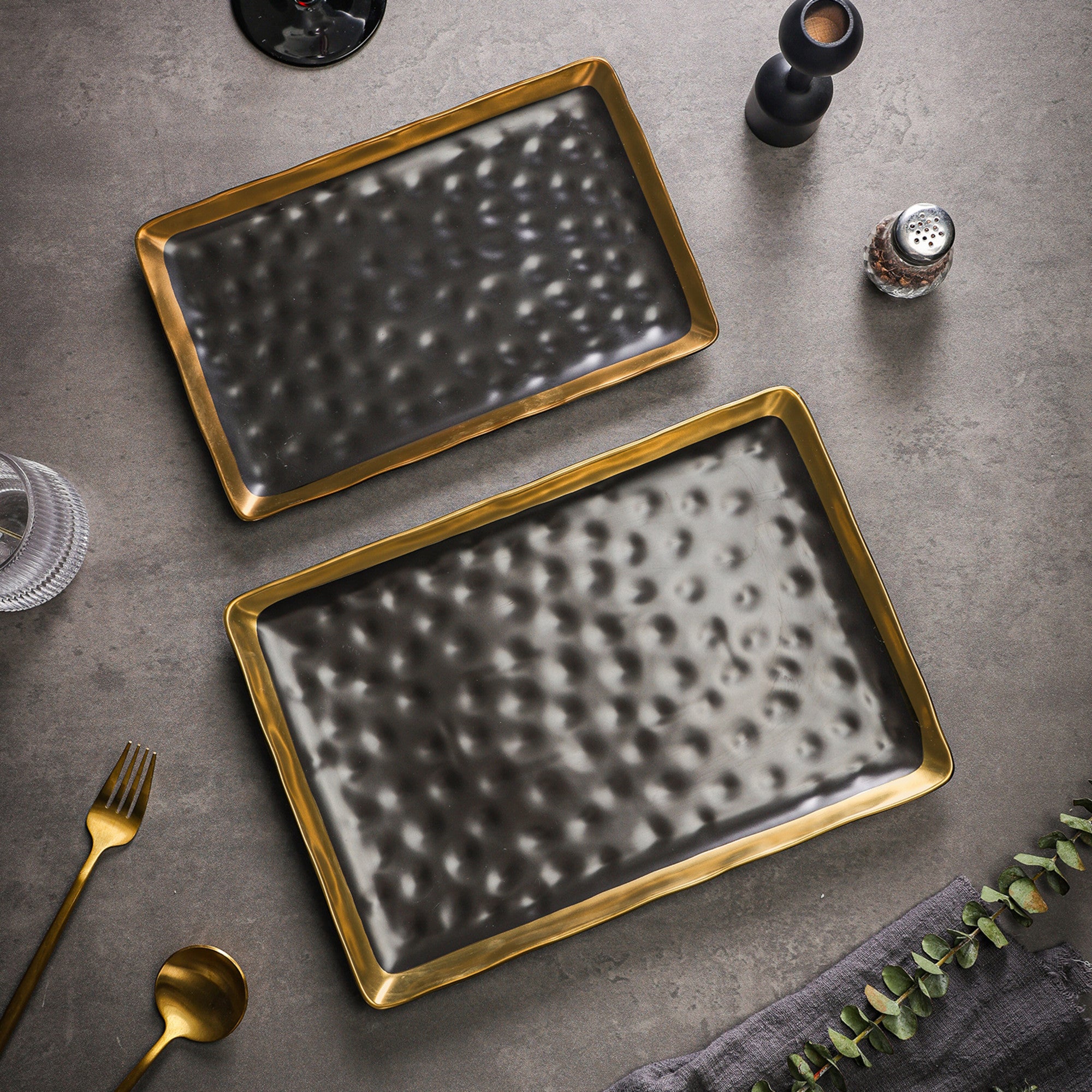Premium Florian Porcelain Dinner Plates Set - Elegant Black Service Dishes for Fine Dining, Wedding & Holiday Entertaining