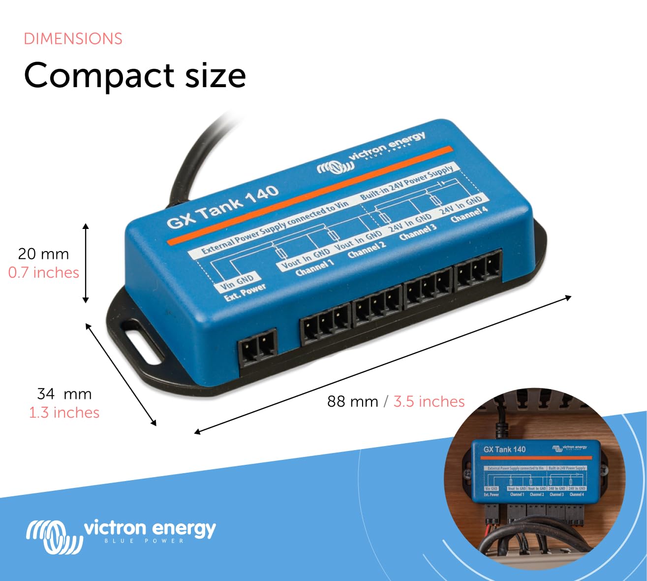 Victron Energy GX Tank 140 - Advanced Battery Monitoring System for Solar & Off-Grid Power | Perfect for RVs, Boats & Remote Homes