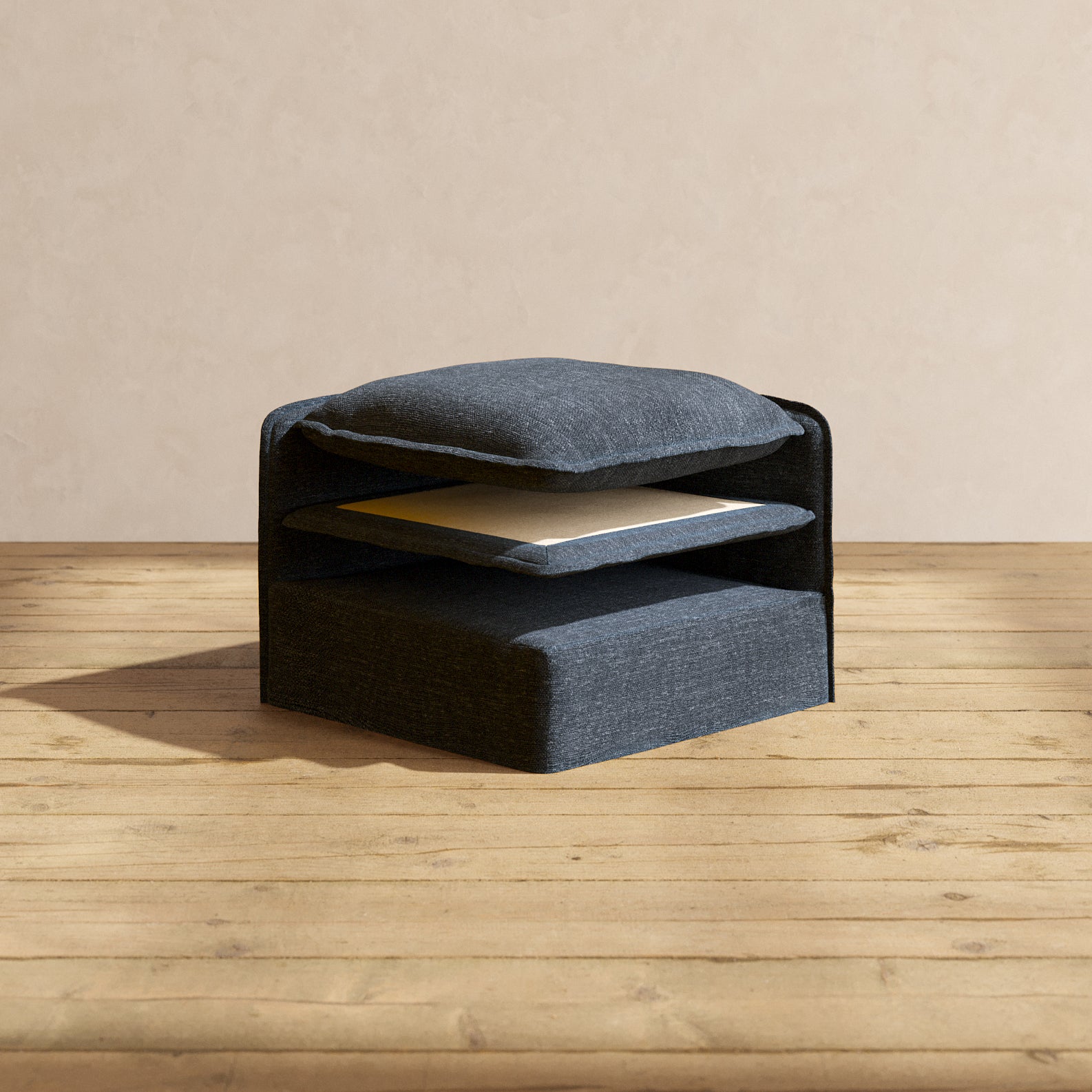 Premium Indigo Blended Weave Ottoman Comfort Layer Set - Soft & Durable Cushion Cover for Living Room, Bedroom, or Office Decor