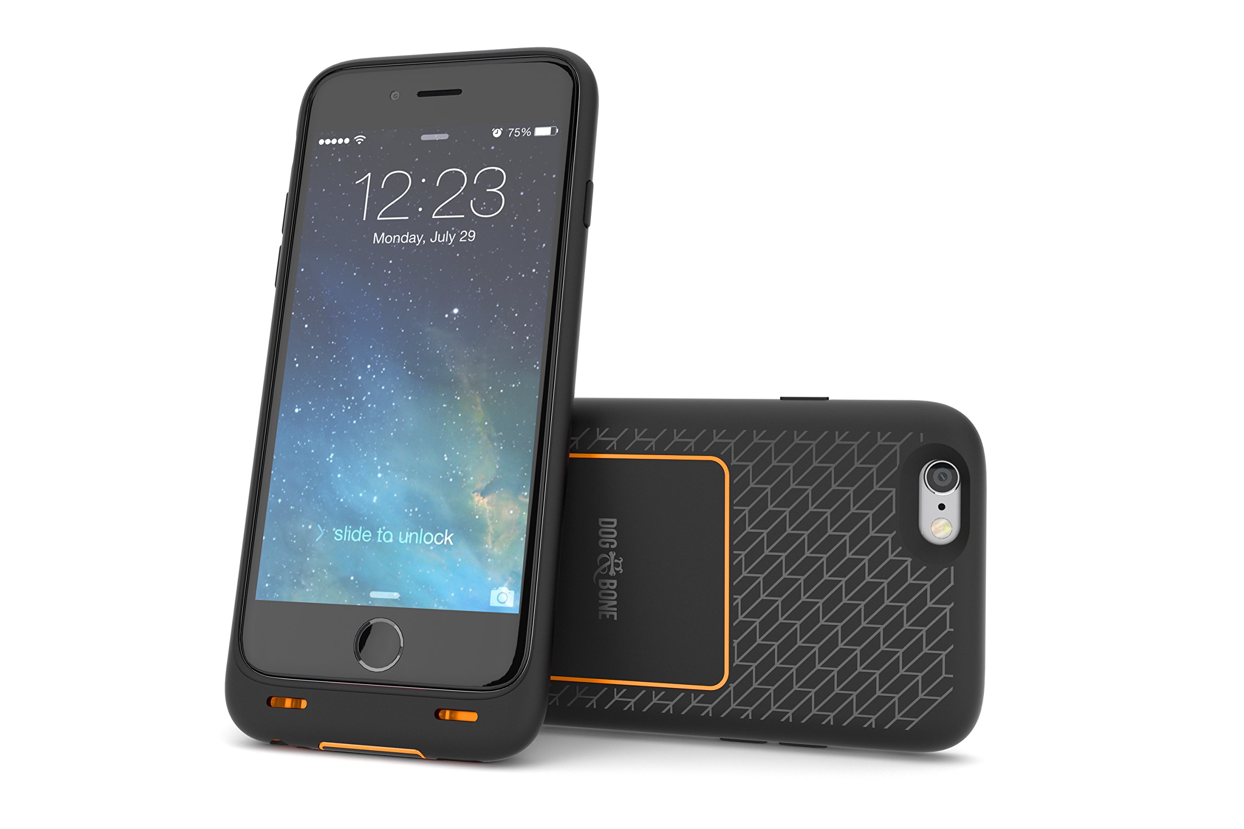 Dog & Bone Backbone Starter Pack - Wireless Charging Case for iPhone 6/6s with Qi-Certified Charge Pad (Black & Orange) - Perfect for Home, Office & Travel Charging