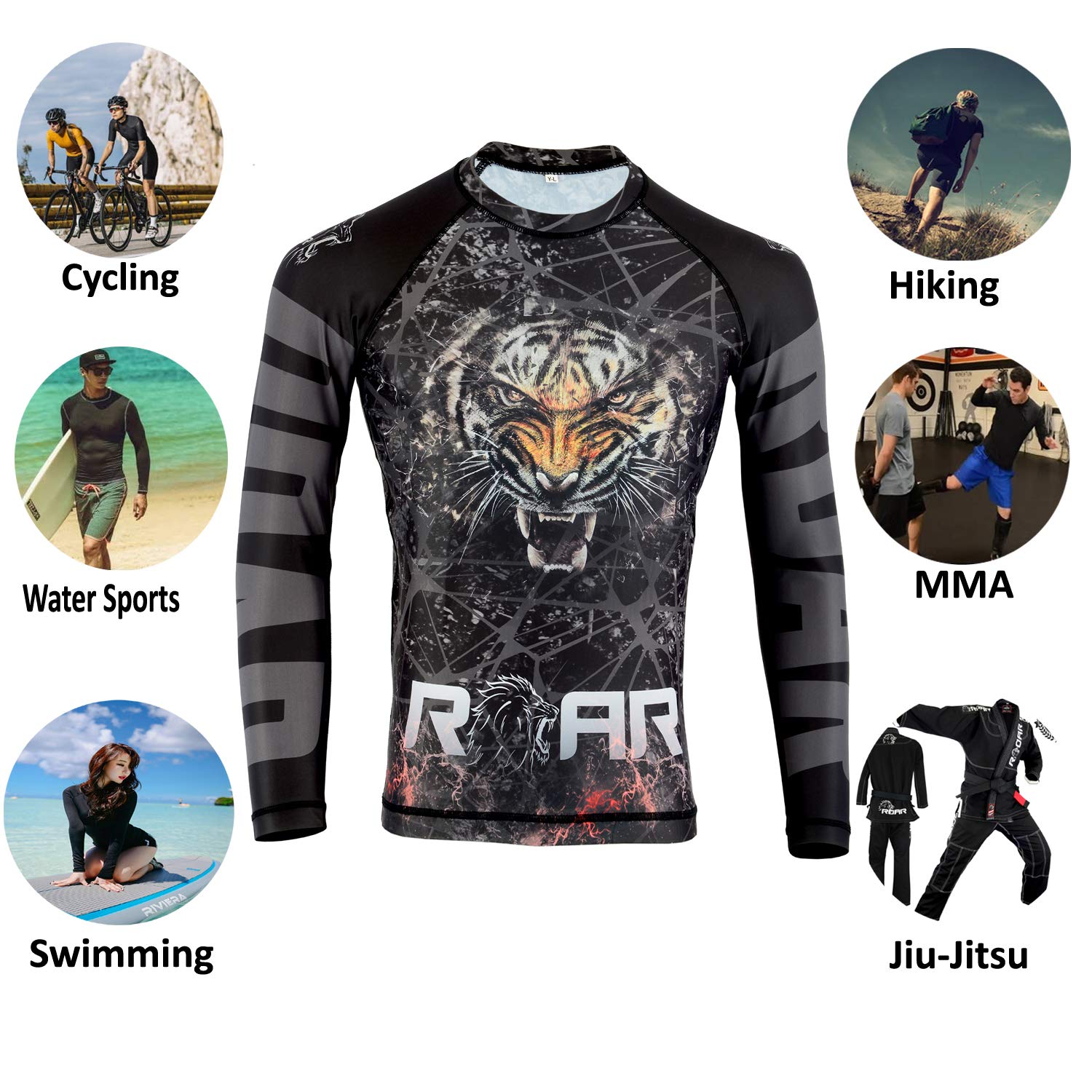 Roar MMA Rash Guard & BJJ Grappling Shorts - No Gi Training Wear for Cage Fighting, Brazilian Jiu-Jitsu & MMA - Perfect for Combat Sports & Martial Arts Training