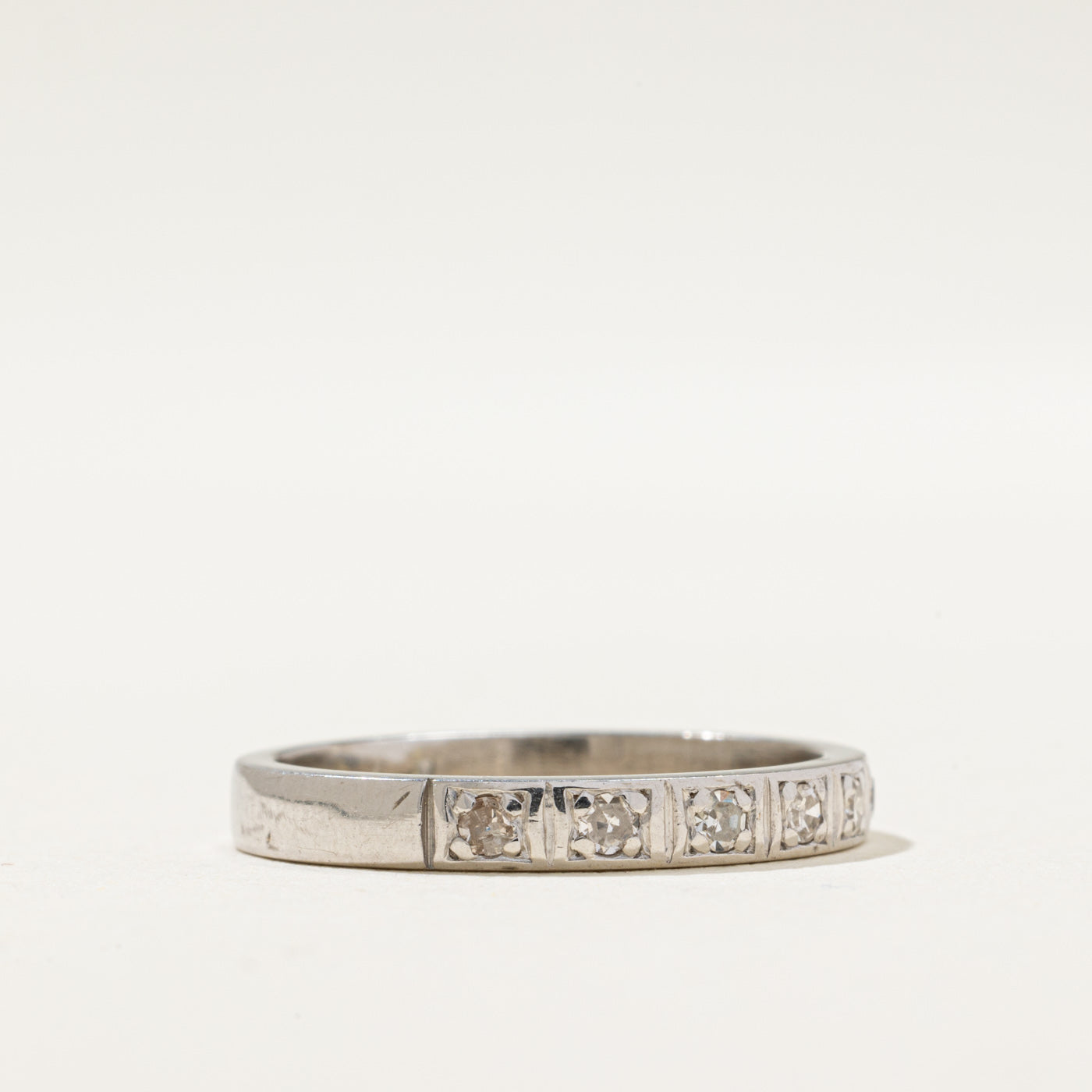 Swedish Semi Eternity Diamond Wedding Band Ring - 0.15ctw Round Cut Diamond Ring - Size 6.75 - Perfect for Anniversary, Engagement, or Bridal Jewelry Gift