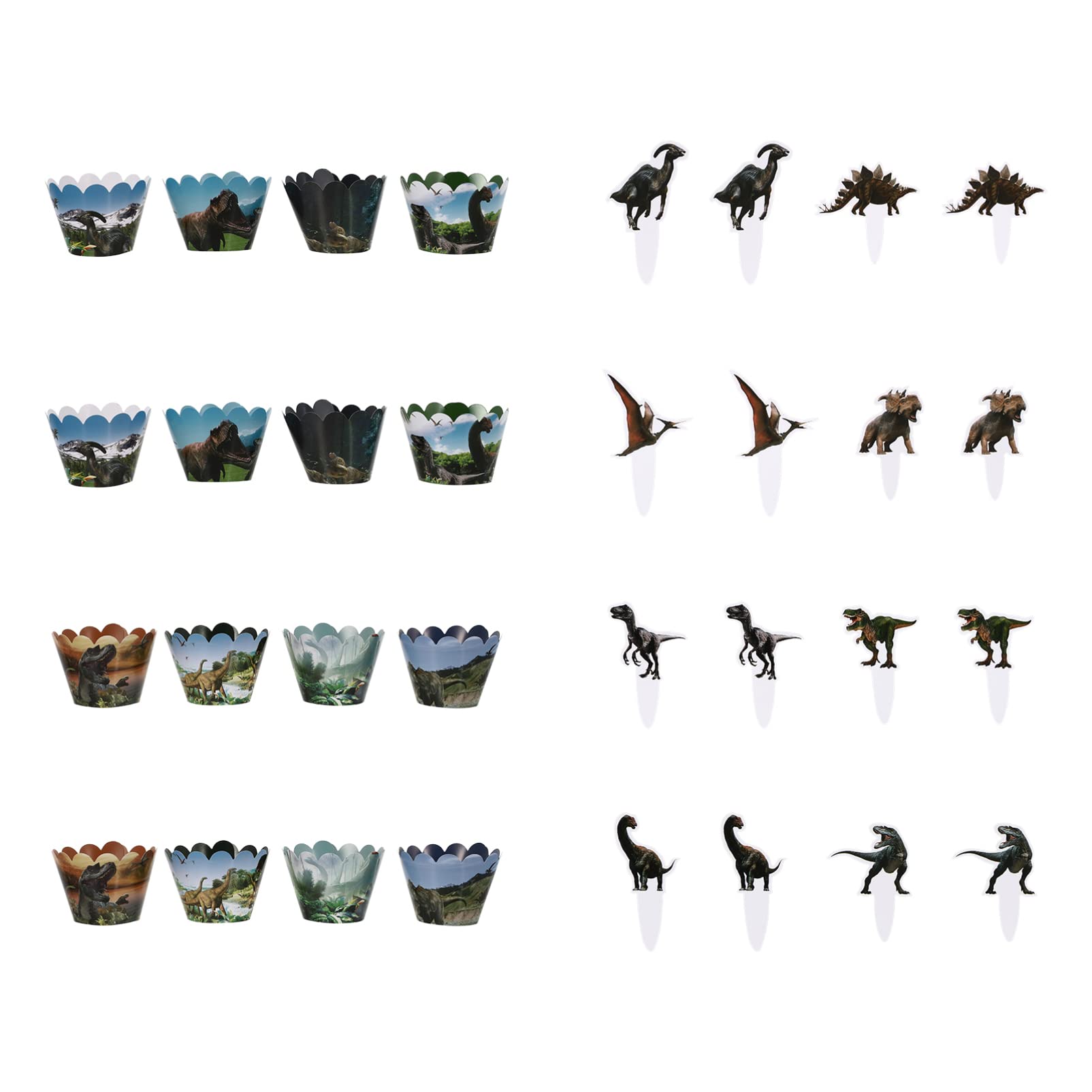 Dinosaur Cupcake Wrappers & Toppers Set - 48pcs Dino Themed Paper Baking Cups for Kids Birthday Party, Muffin Liners, Candy Holders - Perfect for Birthday Decorations, Baby Showers & Themed Dessert Displays