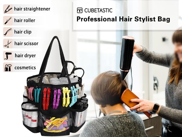 CUBETASTIC 2-Piece Professional Hairstylist Travel Bag Set - Large Capacity Heat-Resistant Barber & Hair Tools Organizer - Waterproof Makeup & Shower Toiletry Bag for Salon Professionals & Travel