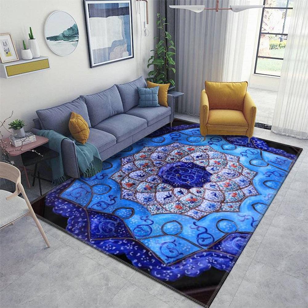 Handmade Persian Minakari Non-Slip Area Rugs - Traditional Iranian Design Floor Mat for Bedroom, Living Room, Nursery | Indoor/Outdoor Use as Doormat, Yoga Mat, Kids Play Rug & Home Decor Runner Carpet