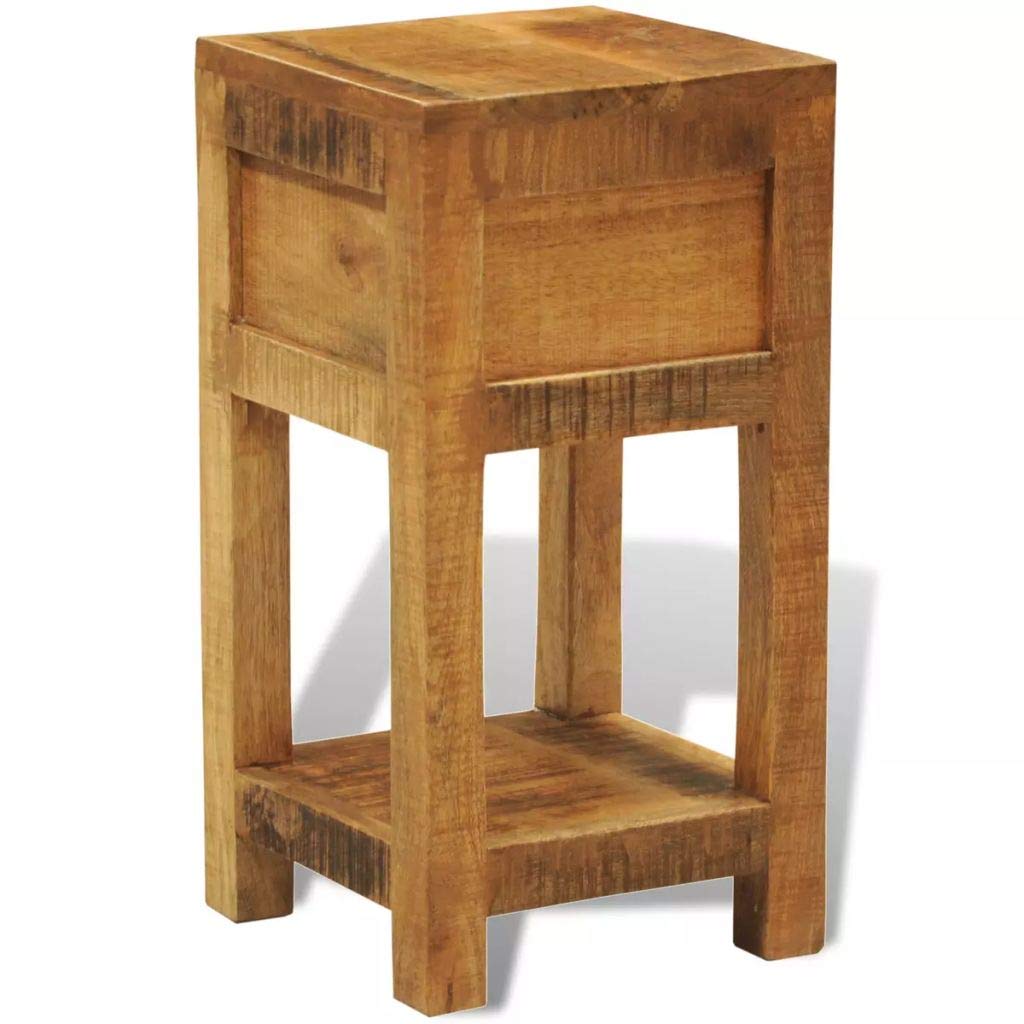 FAMIROSA Solid Mango Wood Nightstand with 1 Drawer - Bedside Table for Bedroom, Living Room, or Office Storage