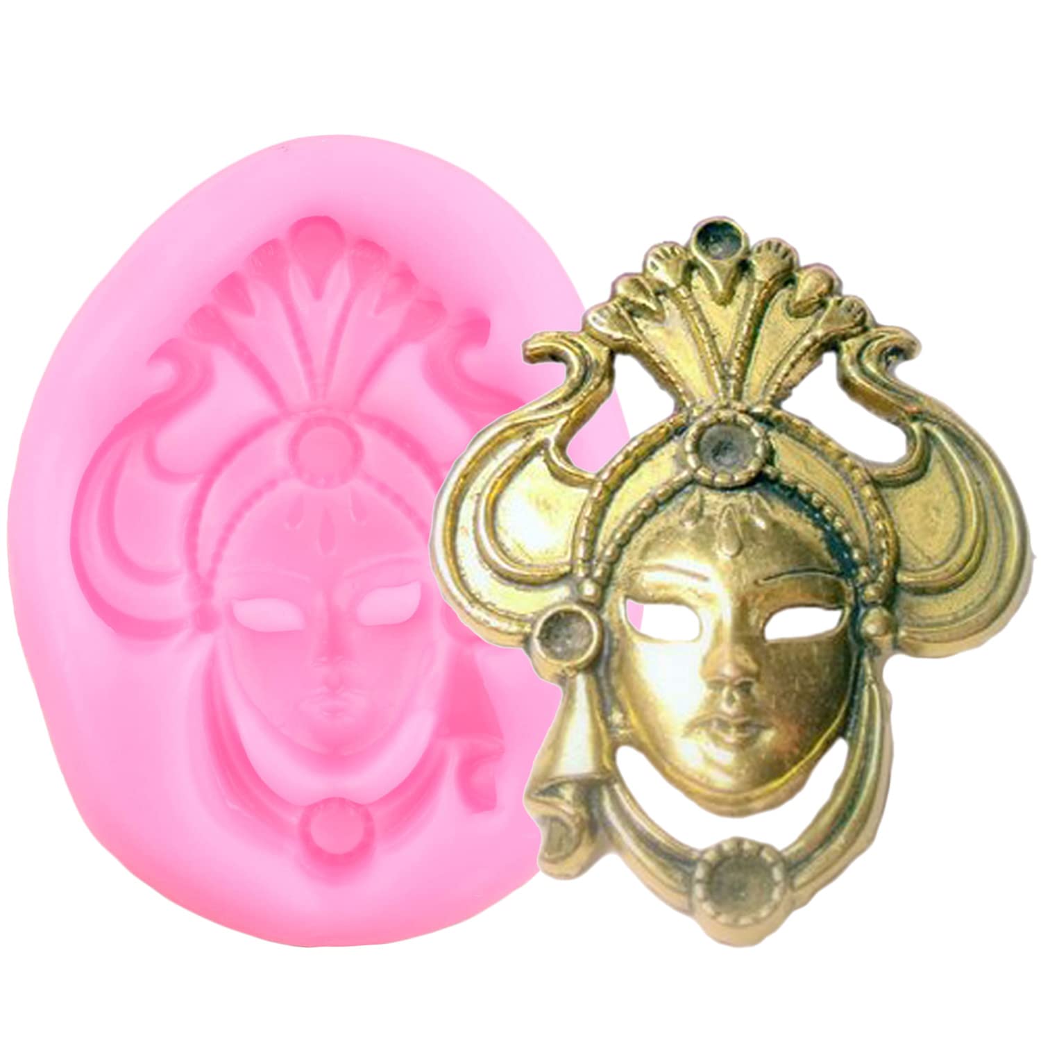 Zixiang Silicone Masquerade Mask Molds - Set of 4 for Cake Decorating, Fondant, Cupcake Toppers, Candy, Resin Clay, Chocolate & Gum Paste - Perfect for Halloween, Cosplay, and DIY Craft Projects