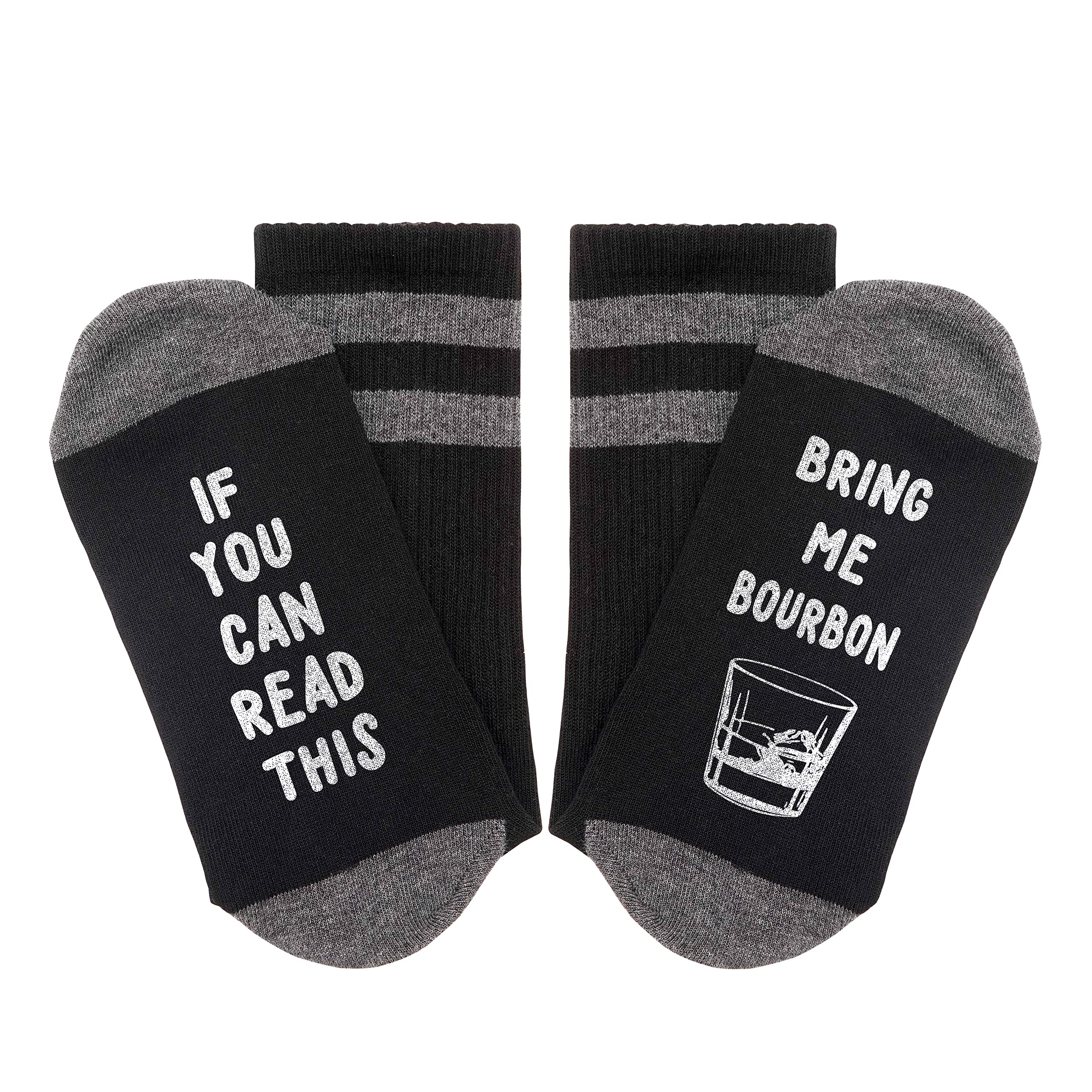 Funny Bourbon Lover Socks for Men - If You Can Read This Bring Me Bourbon Novelty Gift - Perfect for Dad, Birthday, Christmas & Whiskey Enthusiasts - Comfortable & Stylish Men's Clothing for Casual Wear & Gifting
