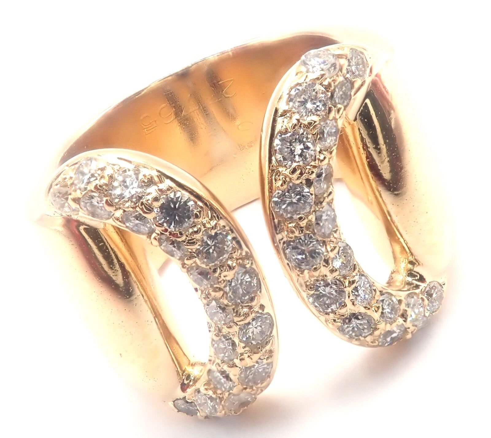 Authentic Hermes 18k Yellow Gold Diamond Horse Bit Wide Band Ring for Women - Luxury Jewelry Gift for Birthday, Anniversary & Special Occasions