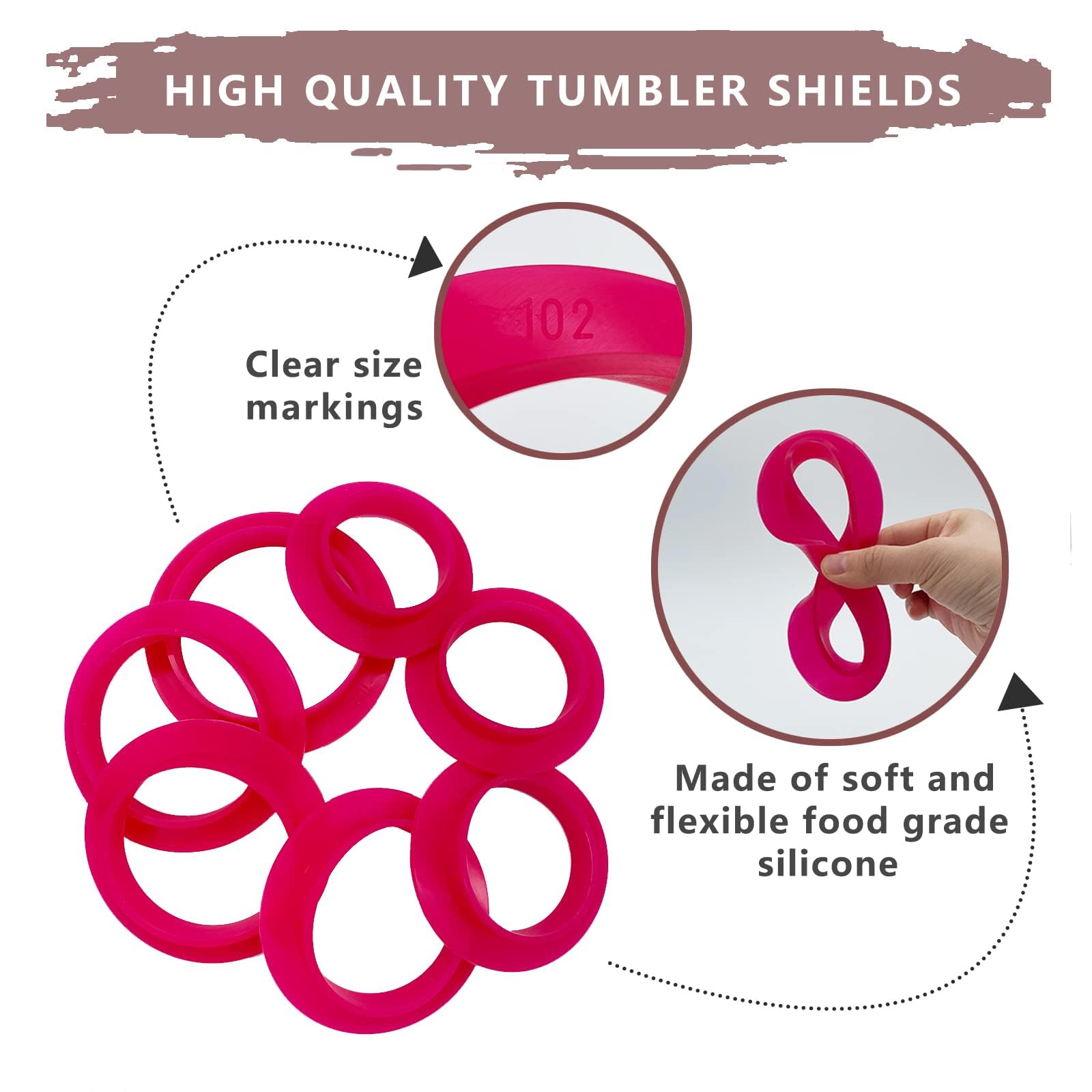 SECOPIN Epoxy Tumbler Shields - 7 Sizes Silicone Insert for Cup Turning & Paint Spray Protection - Perfect for DIY Tumbler Making, Resin Art & Craft Projects