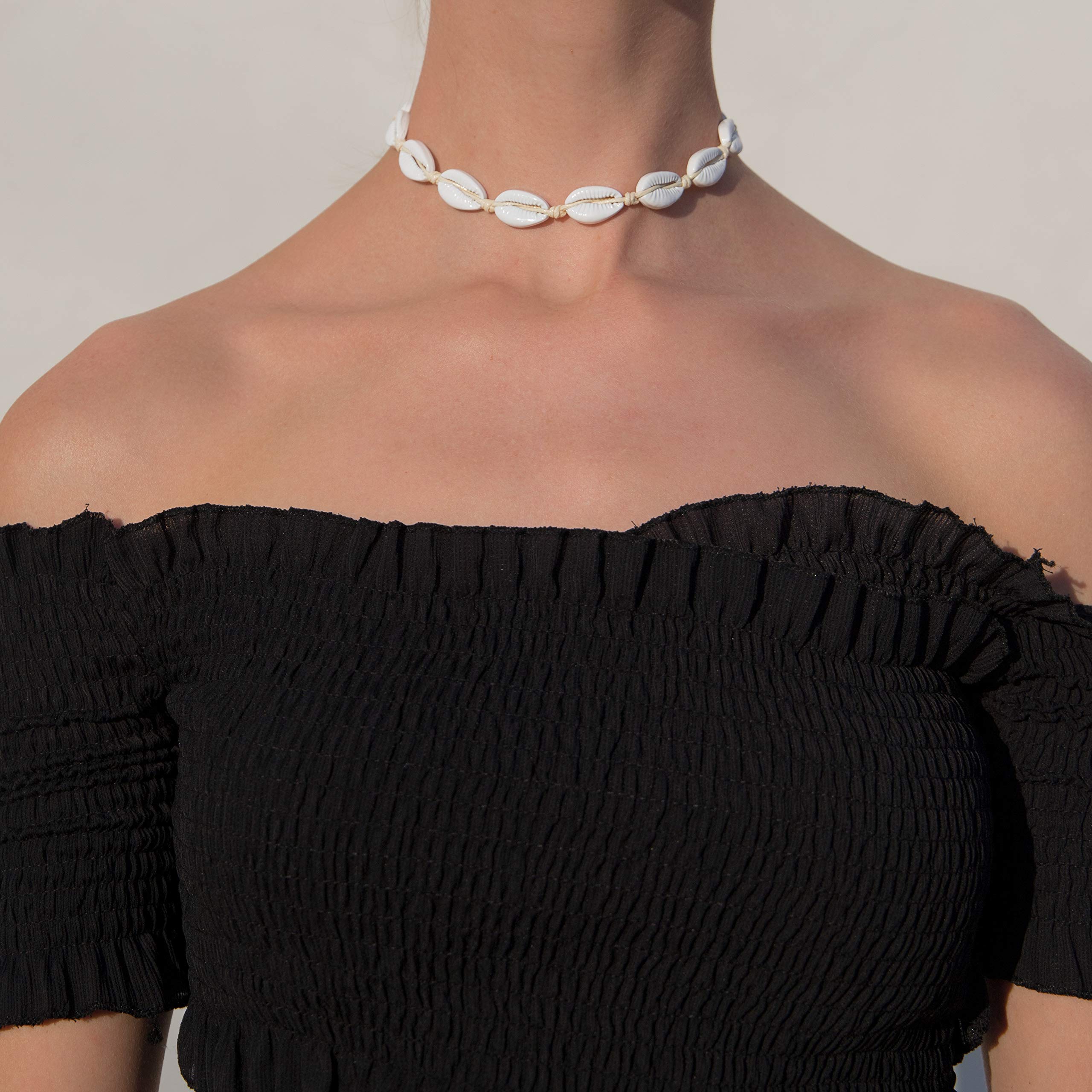 Shell Necklace for Women - Handmade Cowrie Shell Choker & Anklet Bracelet Set - Boho Beach Jewelry - Perfect for Summer Vacations, Beach Weddings & Festival Outfits