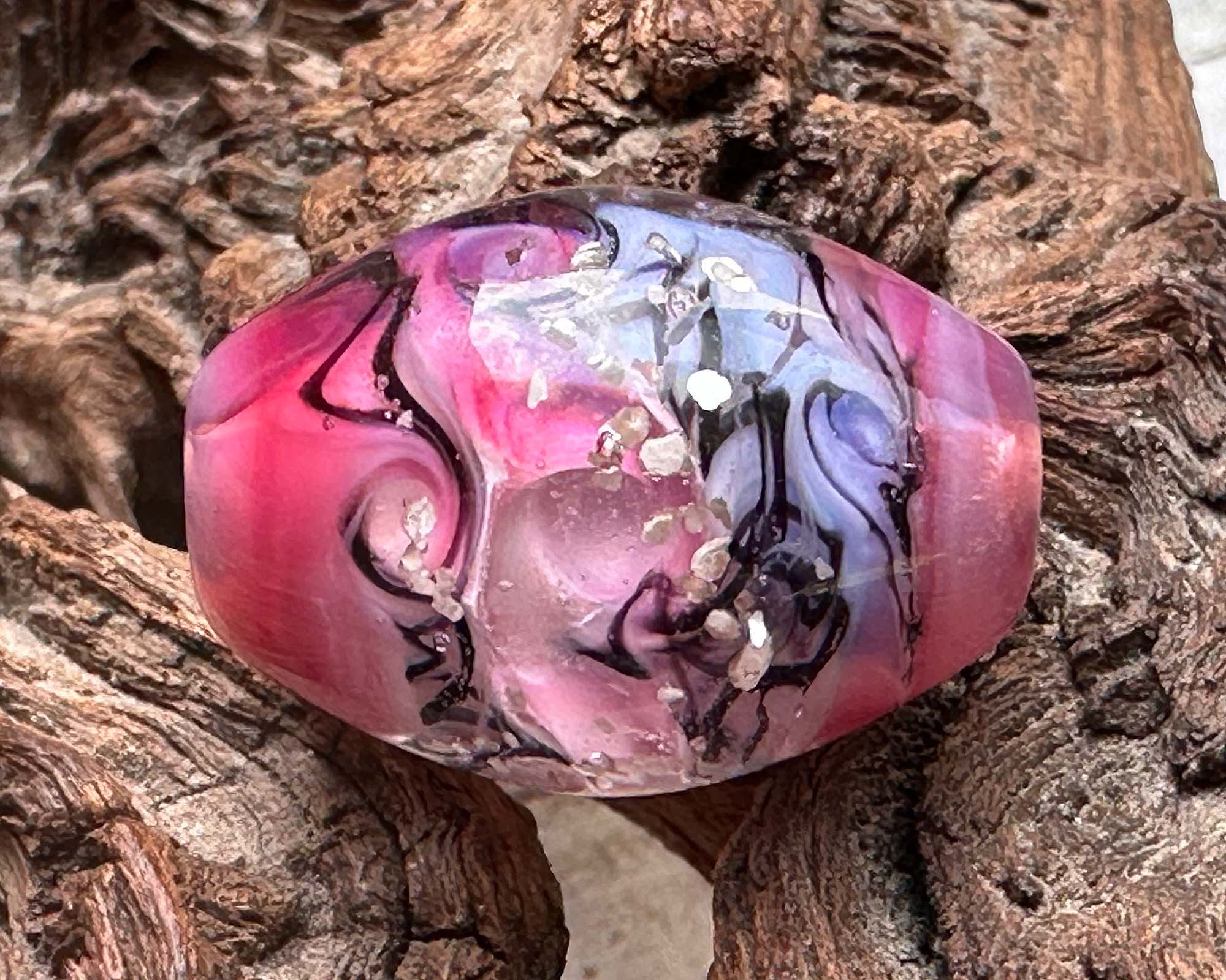 Handmade Pink Fantasy Lampwork Glass Focal Bead for Jewelry Making - Perfect for Necklaces, Bracelets & DIY Craft Projects
