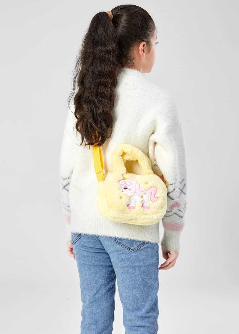 **Unicorn Crossbody Bag for Girls - Small Plush Purse with Adjustable Strap, Cute Kids Shoulder Bag for School, Travel & Playtime**