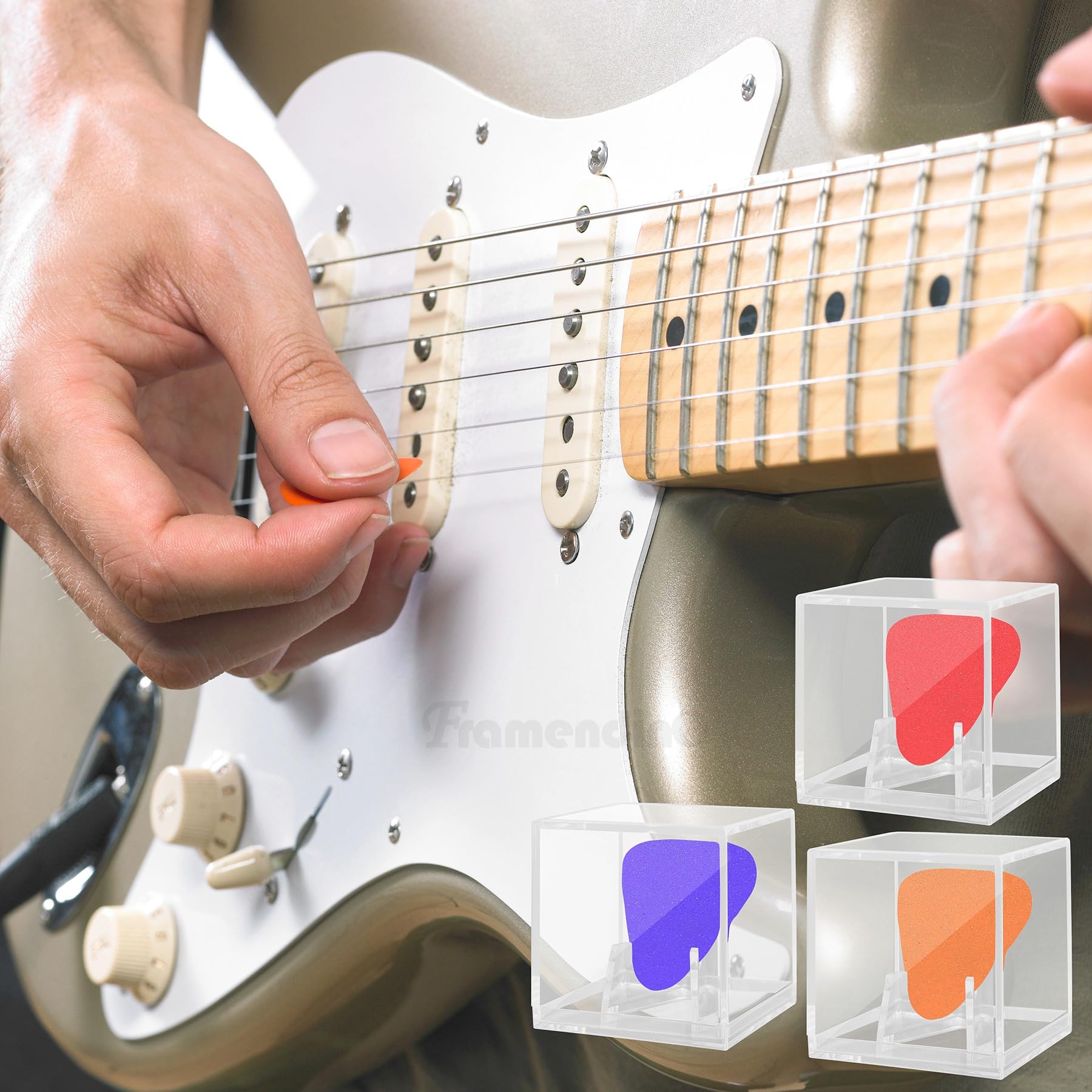 3 Pack Acrylic Guitar Pick Display Case - Clear Shadow Box Holder for Collectible Picks | Perfect for Guitar Enthusiasts & Music Lovers Decor | Wall Mountable Pick Showcase for Bedroom, Studio & Music Room