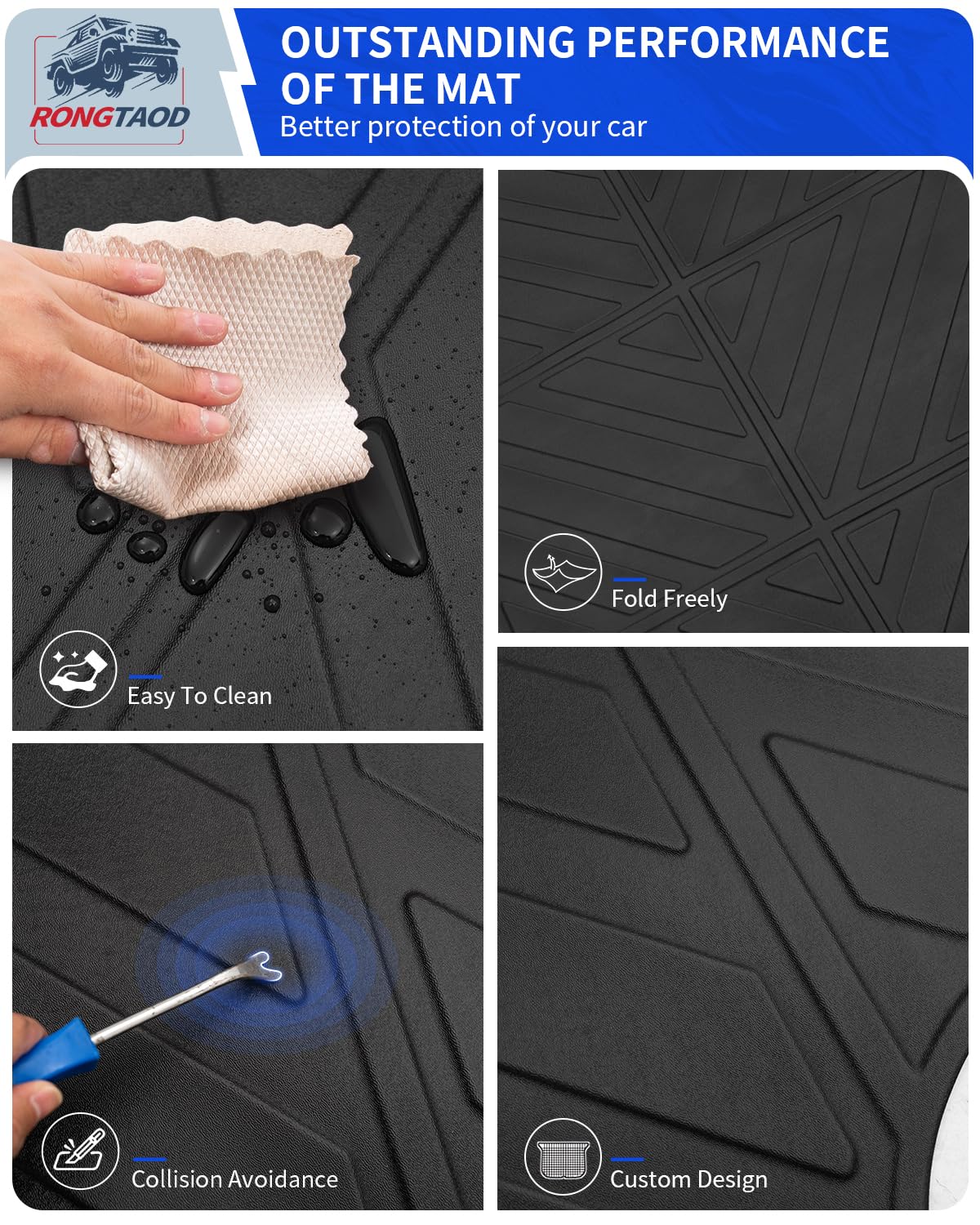 Rongtaod All-Weather Truck Bed Mat for 2019-2025 Dodge Ram 1500 (5.7 Ft Short Bed) - Heavy Duty Cargo Liner & Accessories - Perfect for Hauling, Camping & Off-Road Protection