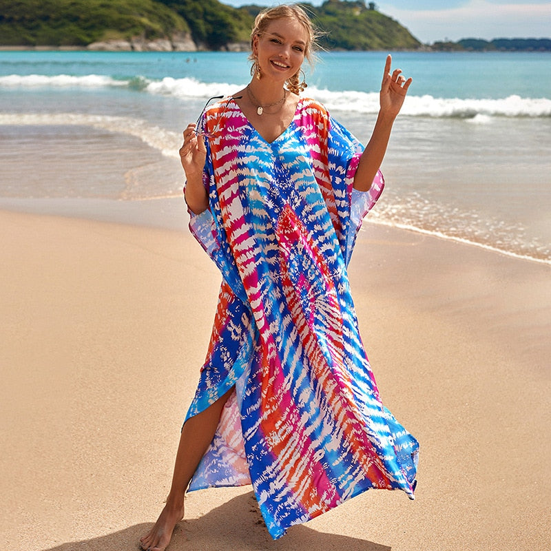 Bohemian Beach Dresses & Kaftans - Flowy Bikini Cover Ups, Maxi Robe for Women | Elegant Swimwear Coverup for Pool, Vacation & Summer Outfits