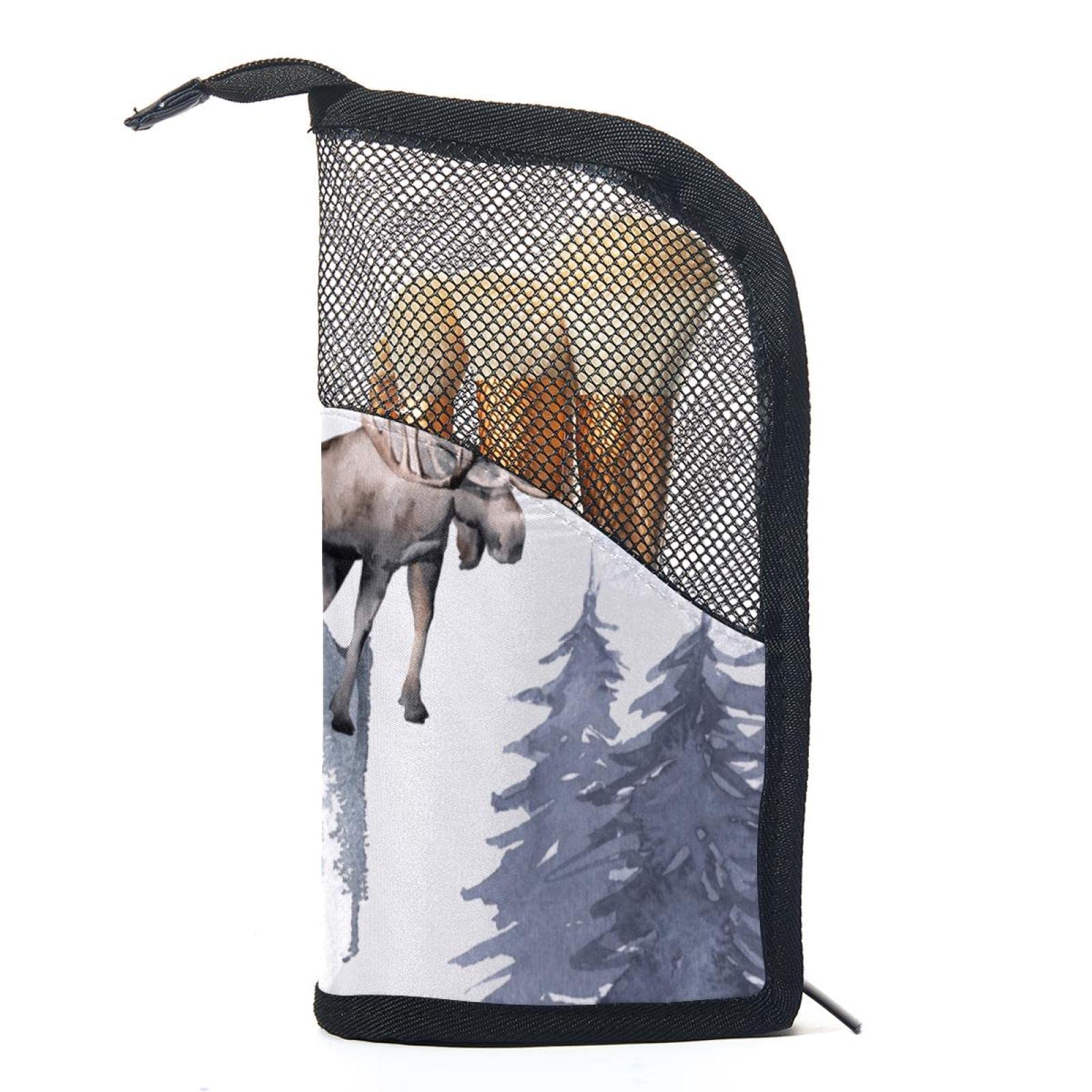 Premium Makeup Brush Organizer Bag with 12 Brushes - Deer, Bear, Wolf & Eagle Designs | Portable Cosmetic Brush Holder Case for Travel & Home Storage | Perfect for Makeup Artists & Beauty Enthusiasts
