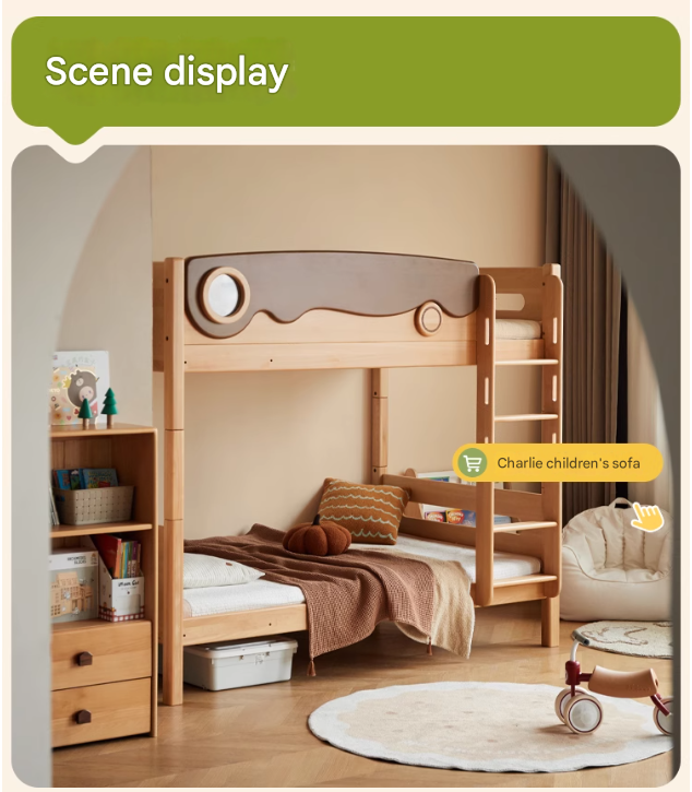 Solid Beech Wood Bunk Bed with Guardrails - Sturdy & Safe for Kids' Bedroom, Dormitory, or Guest Room