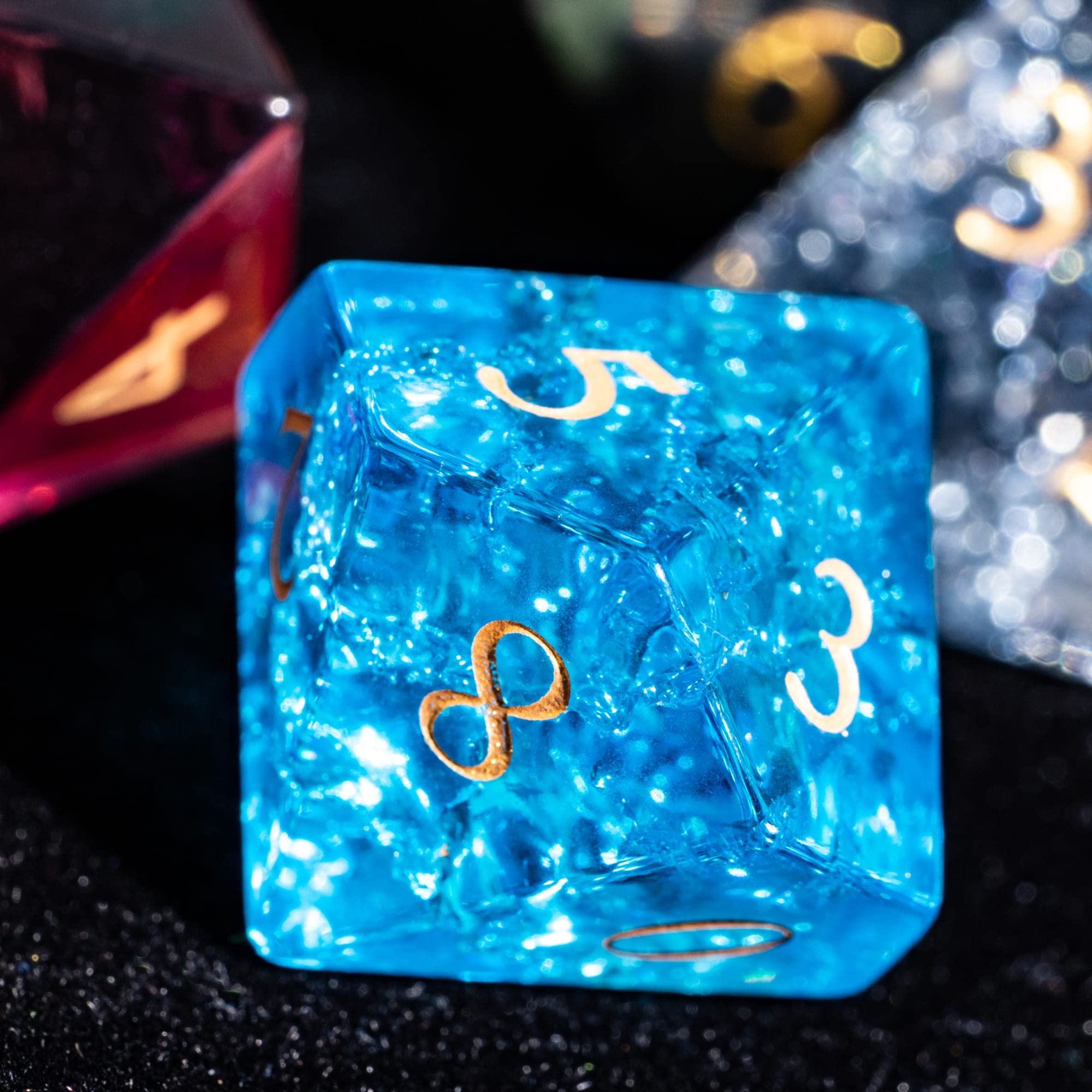 Premium UDIXI 7-Piece Gemstone DND Dice Set for Dungeons & Dragons, MTG & RPG Tabletop Games - Mysterious Stone Polyhedral Dice in Elegant Gift Case - Perfect for Game Nights, Collector's Gifts & Fantasy Roleplaying