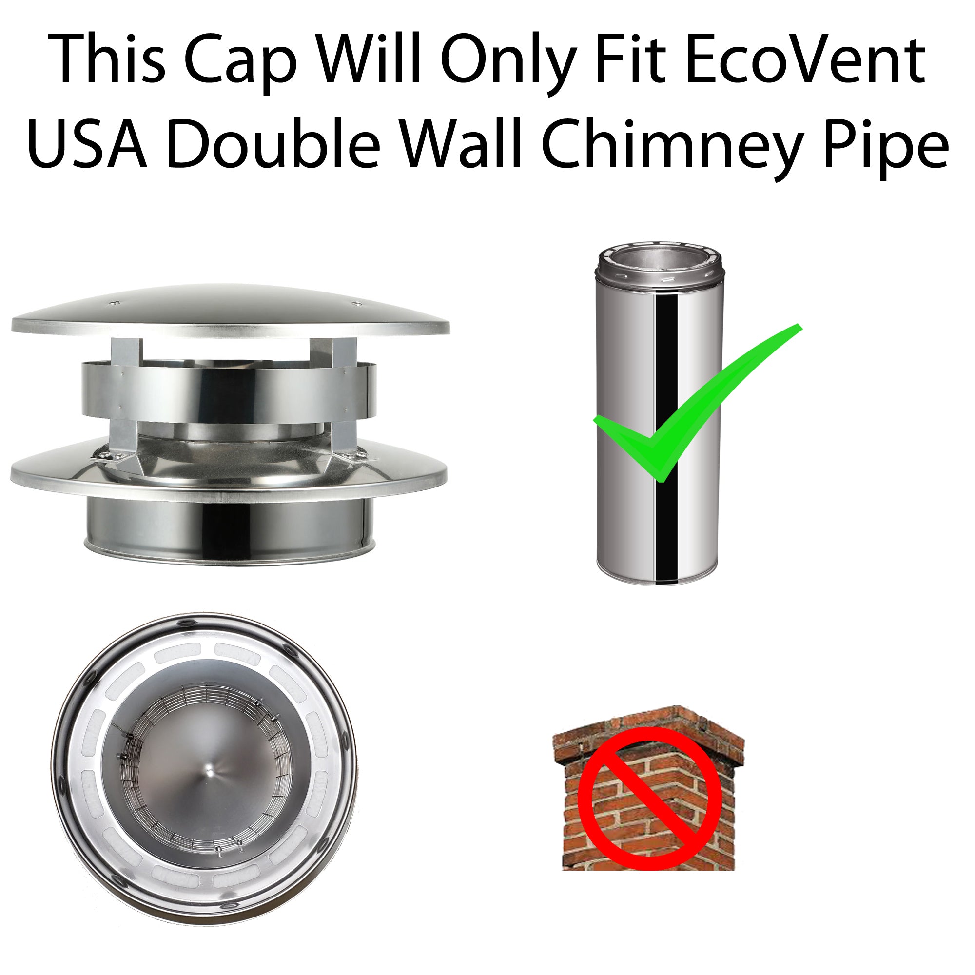 AllFuelHST Flat Top Chimney Cap - 6 Inch Inner Diameter Stainless Steel Chimney Cover for Wood Stove, Fireplace & Vent Pipe - Weatherproof Protection for Rain, Snow & Animals (Outdoor Use)