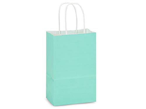 Eco-Friendly Rose Aqua White Kraft Gift Bags - 3 Packs (25 Bags Each) 5.5x3.25x8.38 Inches - Perfect for Wedding Favors, Birthday Party Decorations & Retail Packaging